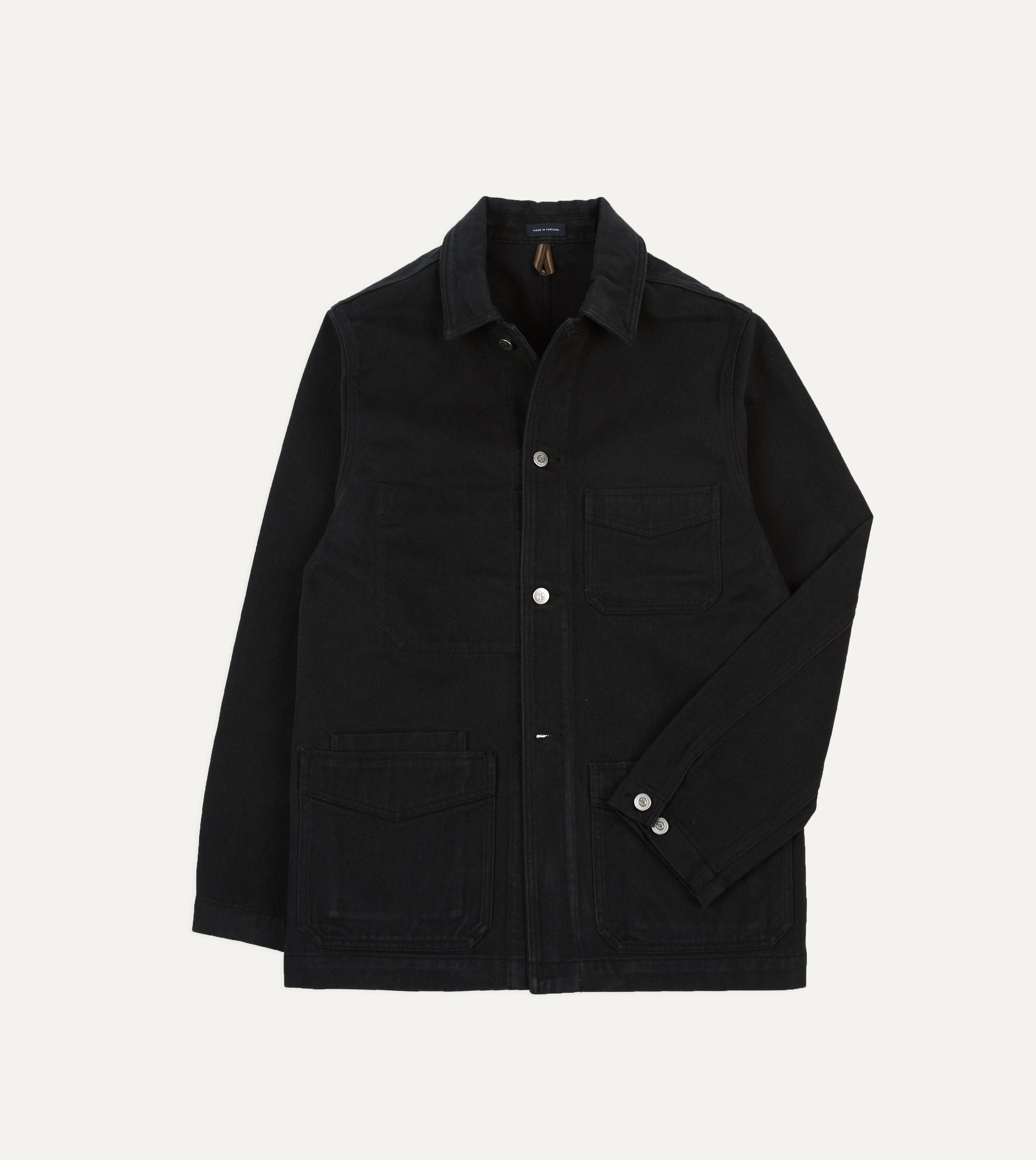Black Heavy Twill Cotton Five-Pocket Chore Jacket - Image 3