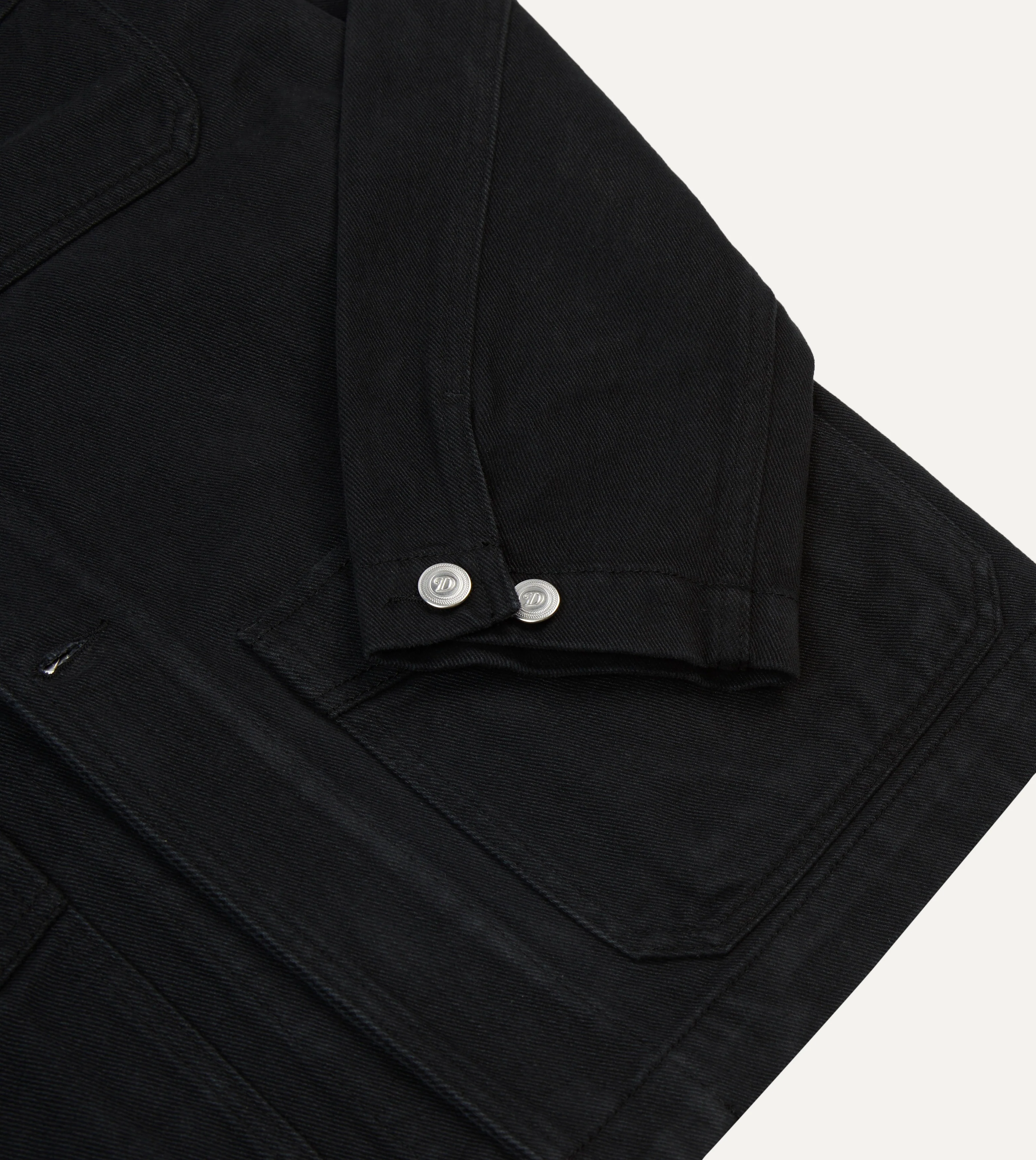 Black Heavy Twill Cotton Five-Pocket Chore Jacket - Image 6