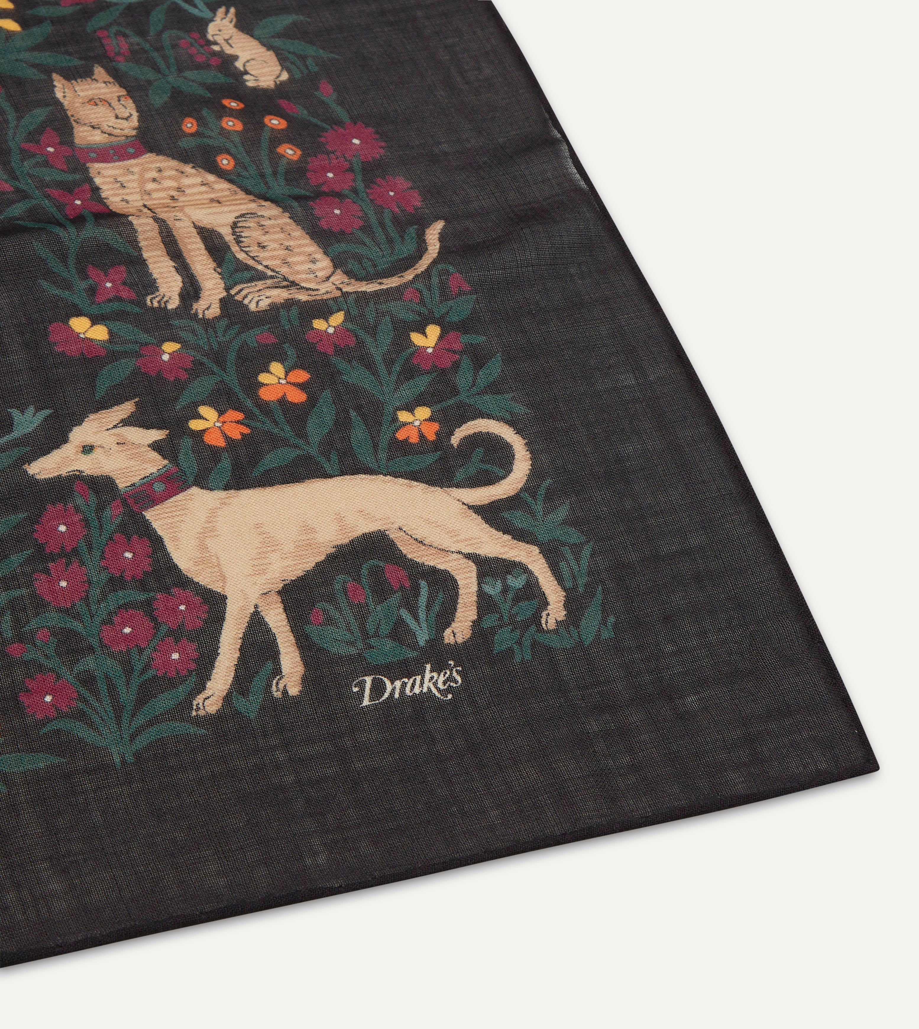 Black Unicorn Print Wool-Silk Square Scarf - Image 4