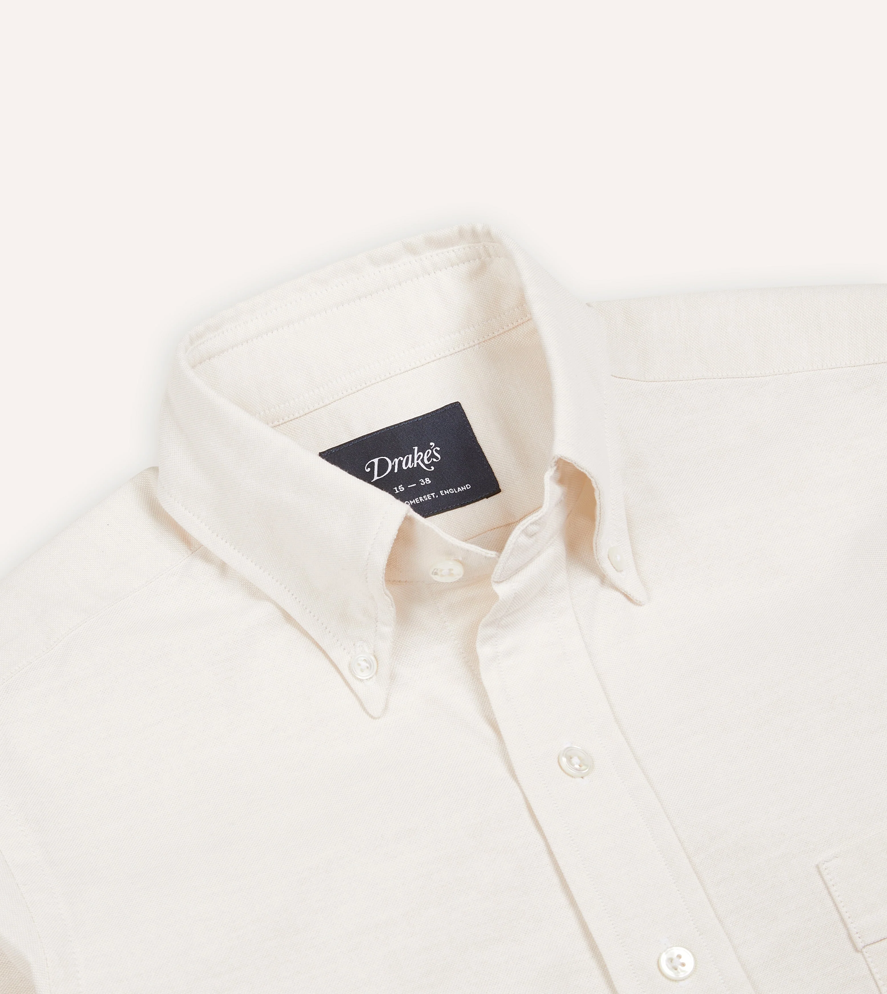 Cream Cotton Oxford Cloth Button-Down Shirt - Image 3