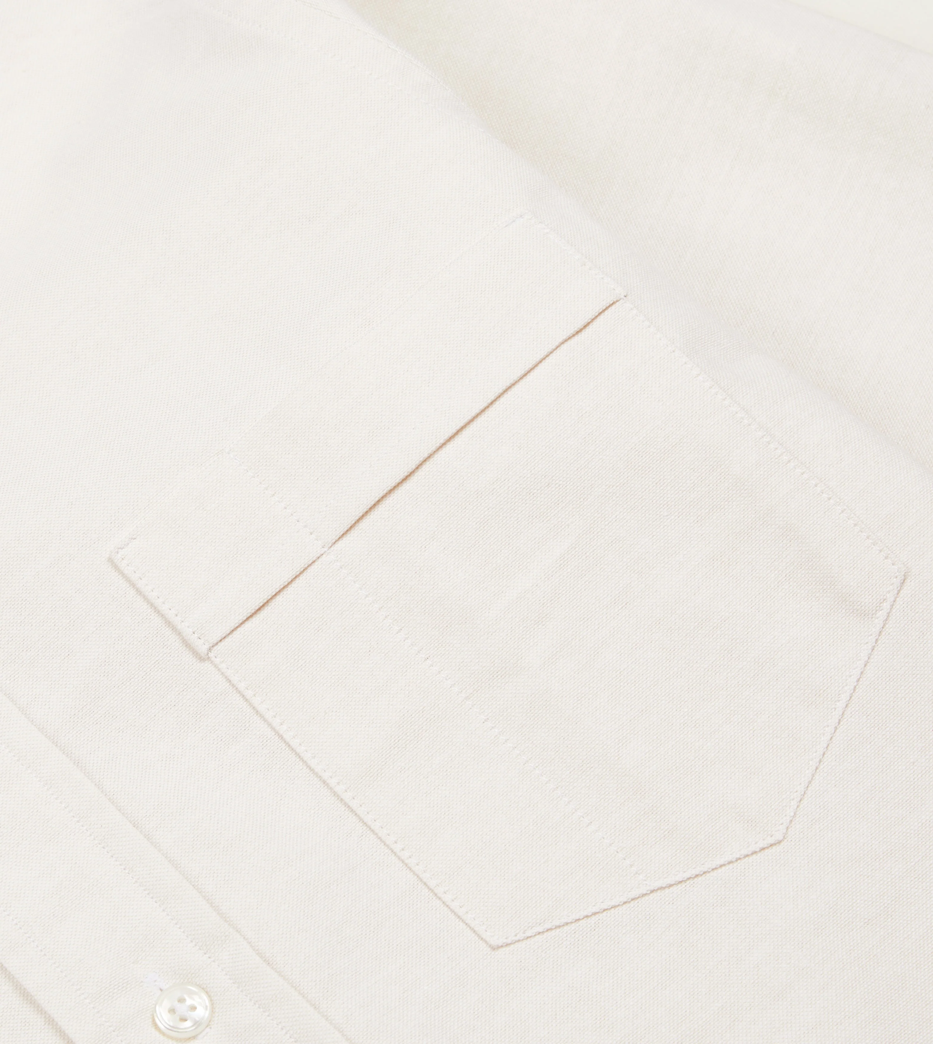 Cream Cotton Oxford Cloth Button-Down Shirt - Image 4