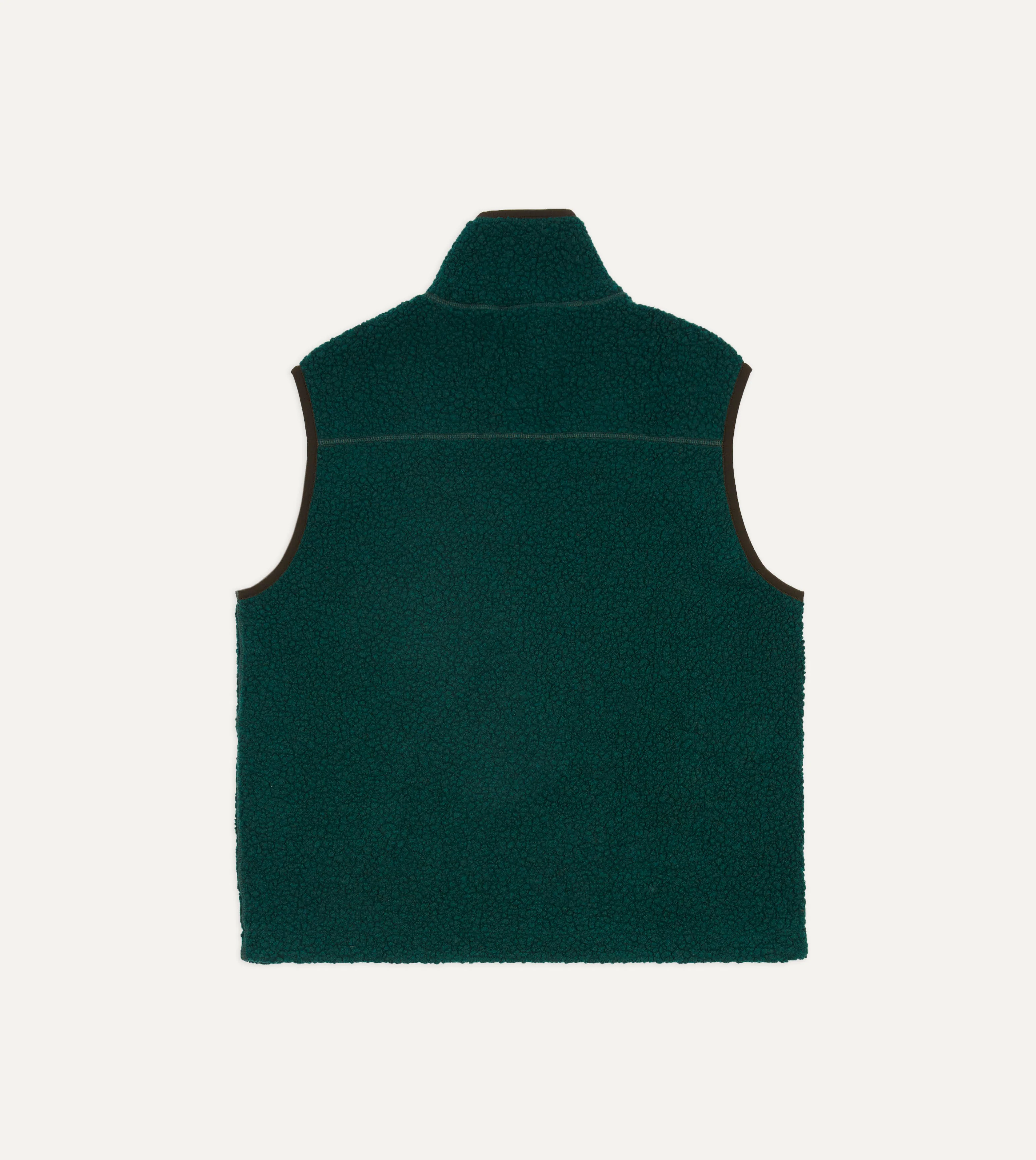 Dark Green Boucle Wool Zip Fleece Vest - Image 6