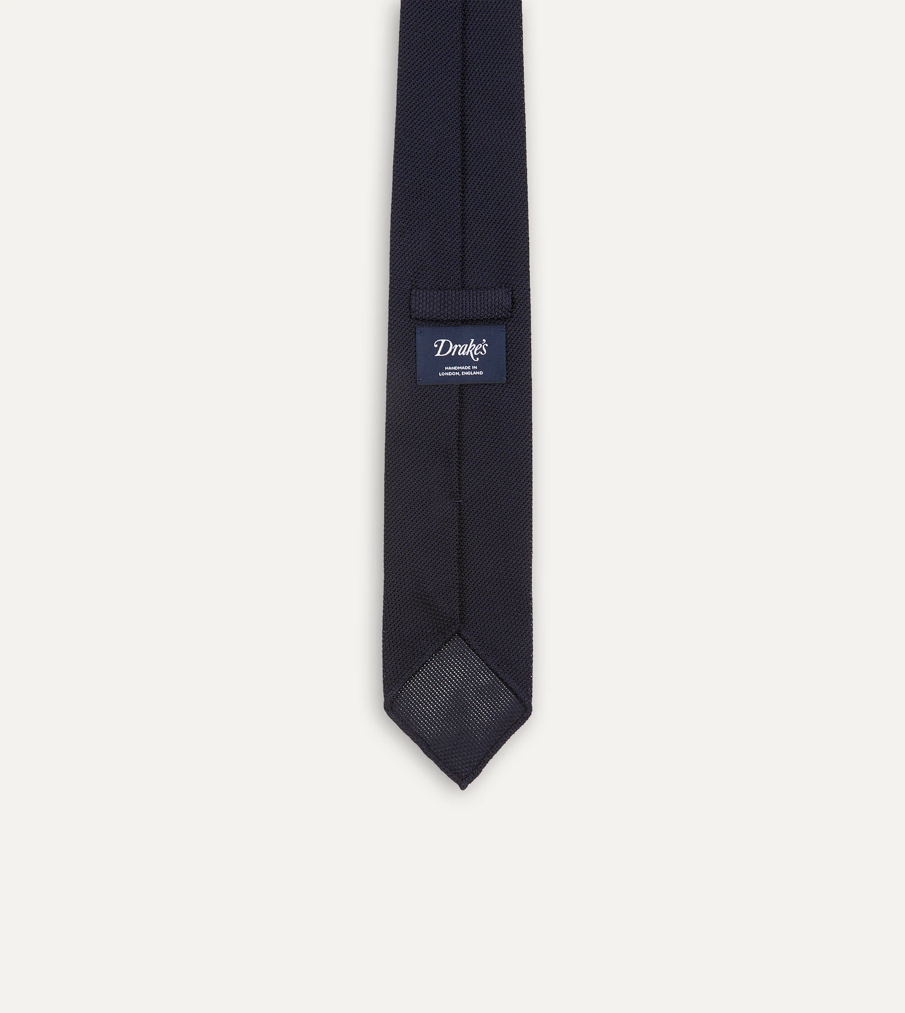 Dark Navy Fine Woven Grenadine Silk Hand Rolled Tie - Image 5