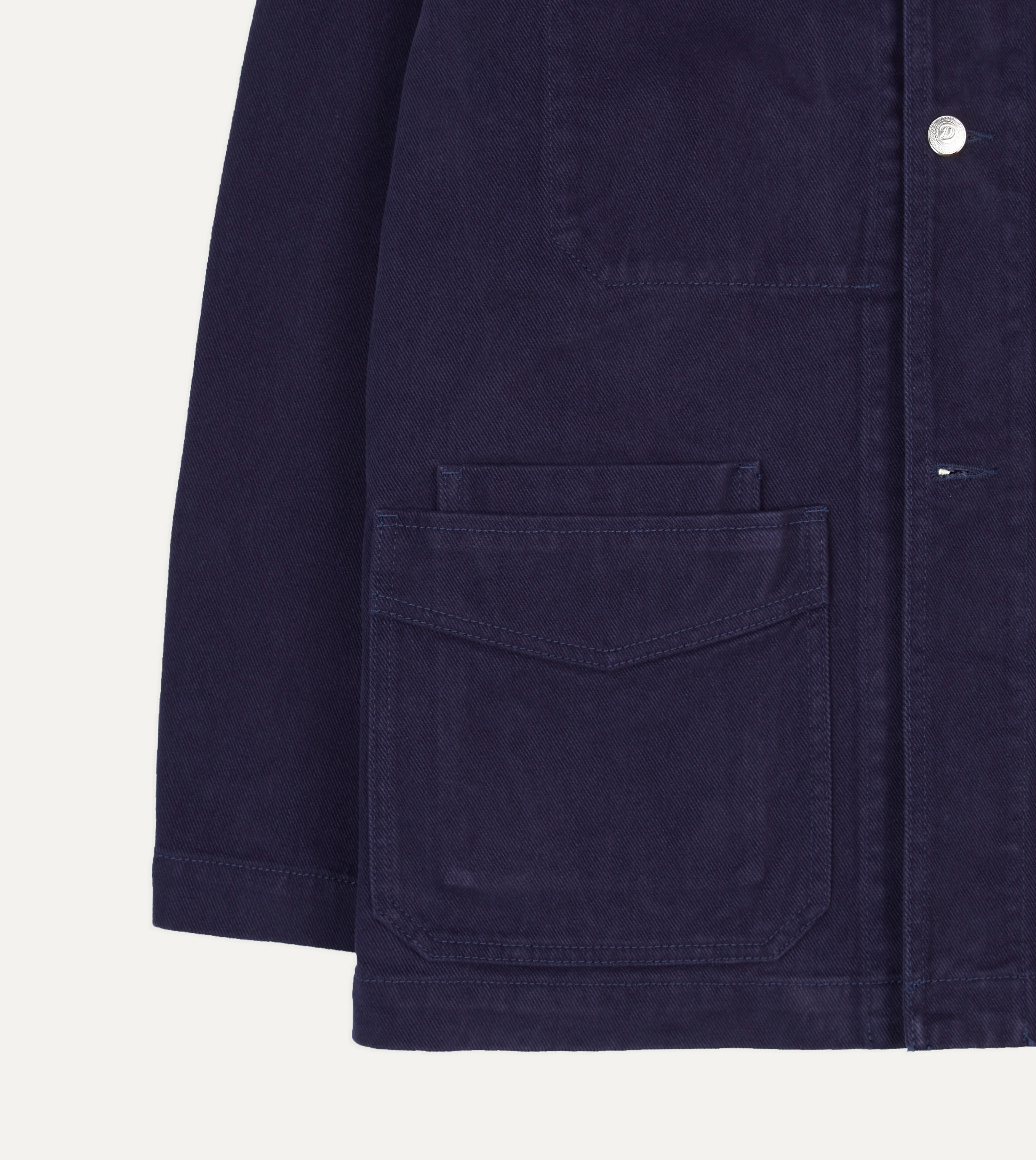 French Blue Heavy Twill Cotton Five-Pocket Chore Jacket - Image 6