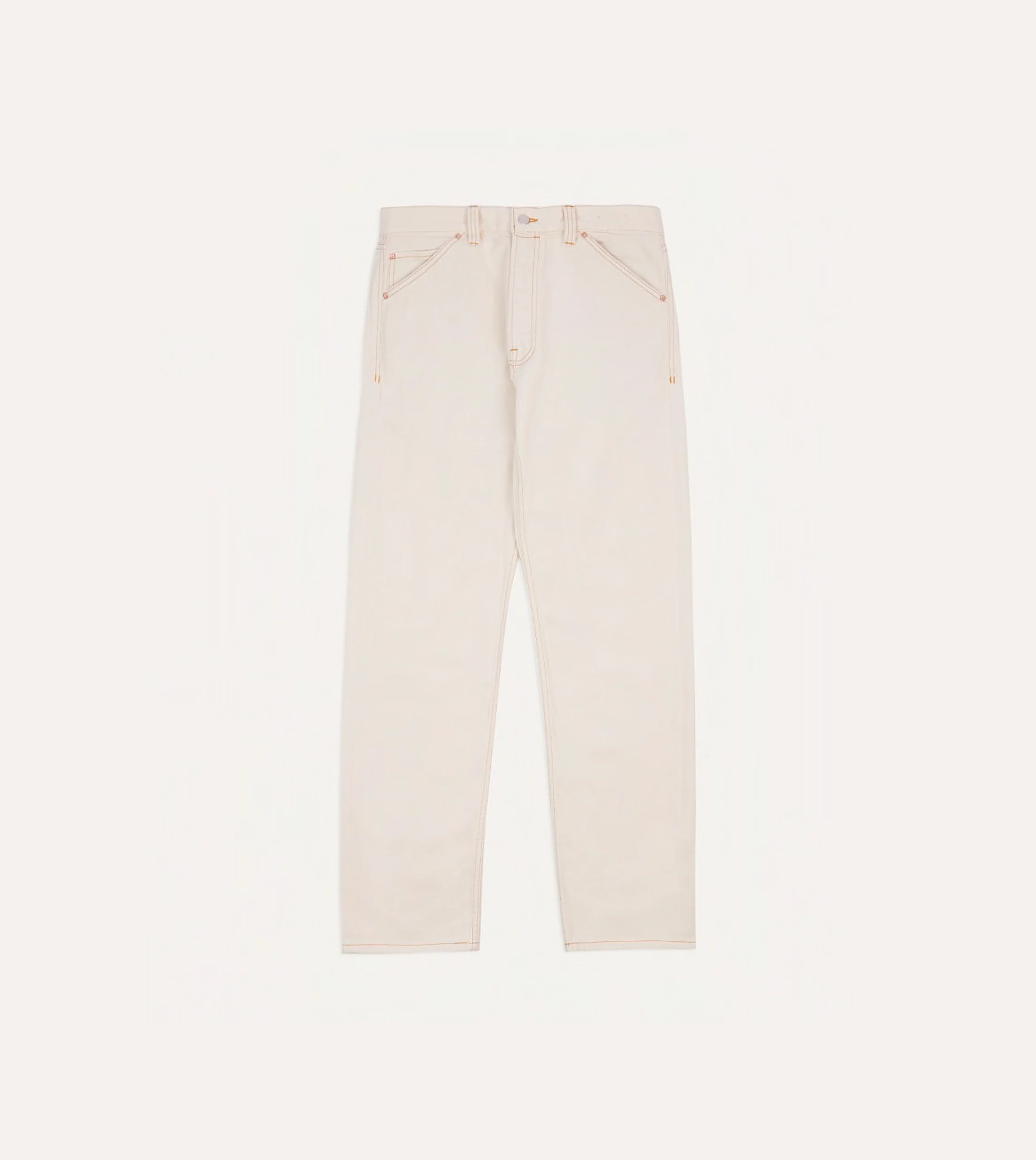 Ecru 12.7oz Selvedge Denim Contrast Stitch Five-Pocket Jeans - Image 4