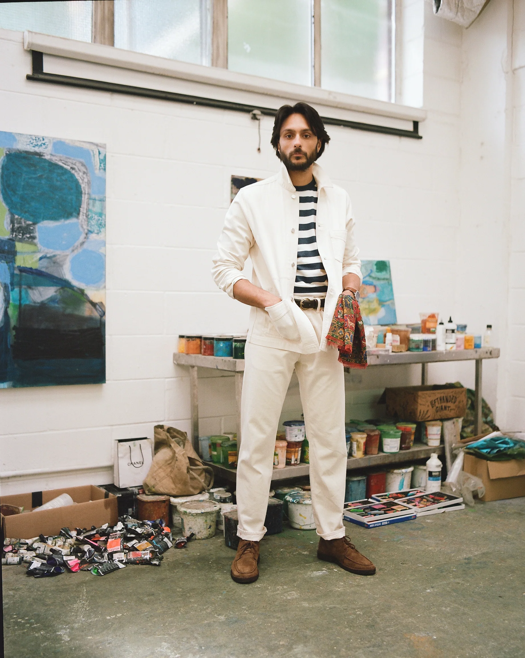 Ecru 12.7oz Selvedge Denim Contrast Stitch Five-Pocket Jeans - Image 8