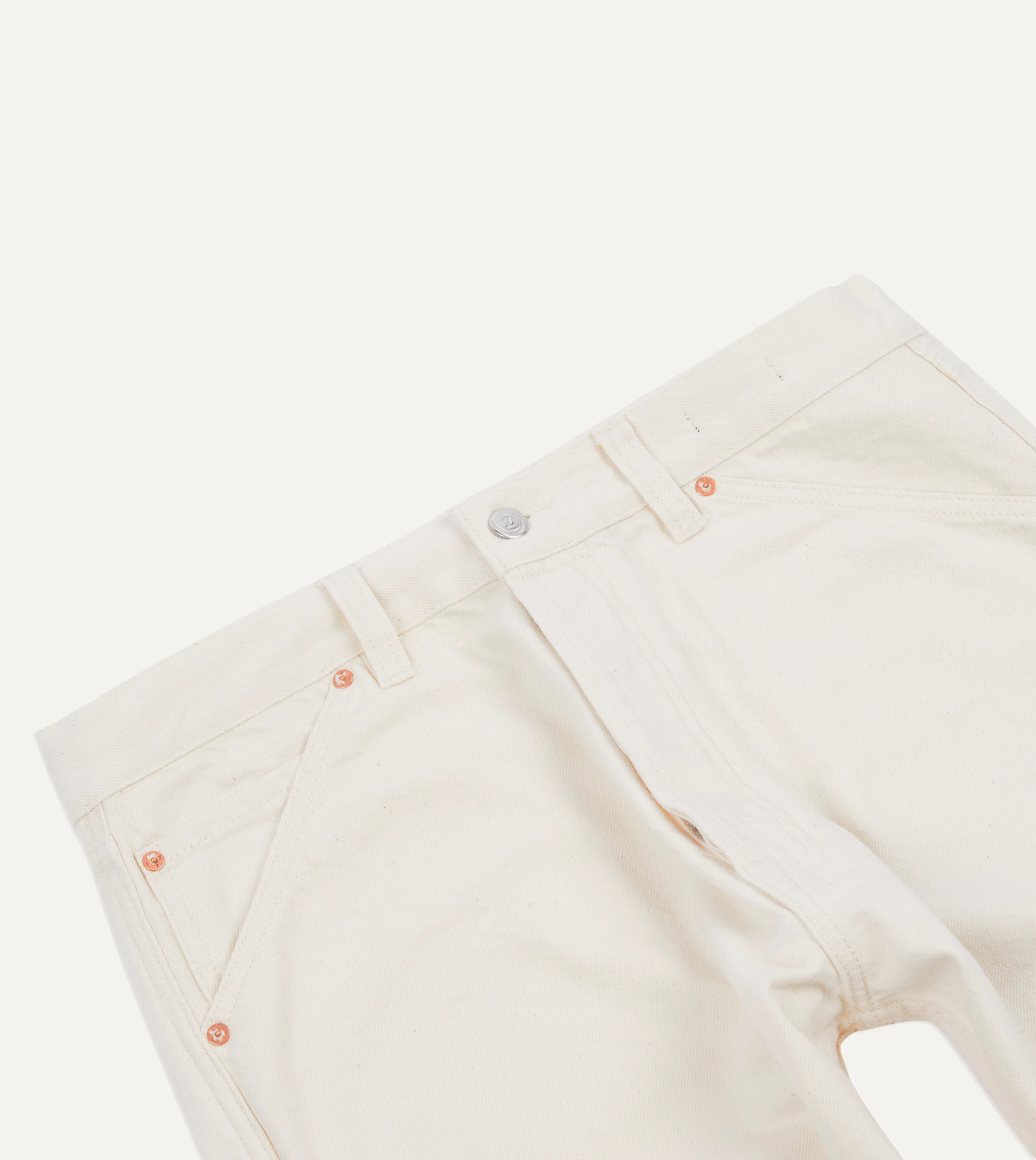 Ecru 12.7oz Selvedge Denim Tonal Stitch Five-Pocket Jeans - Image 3