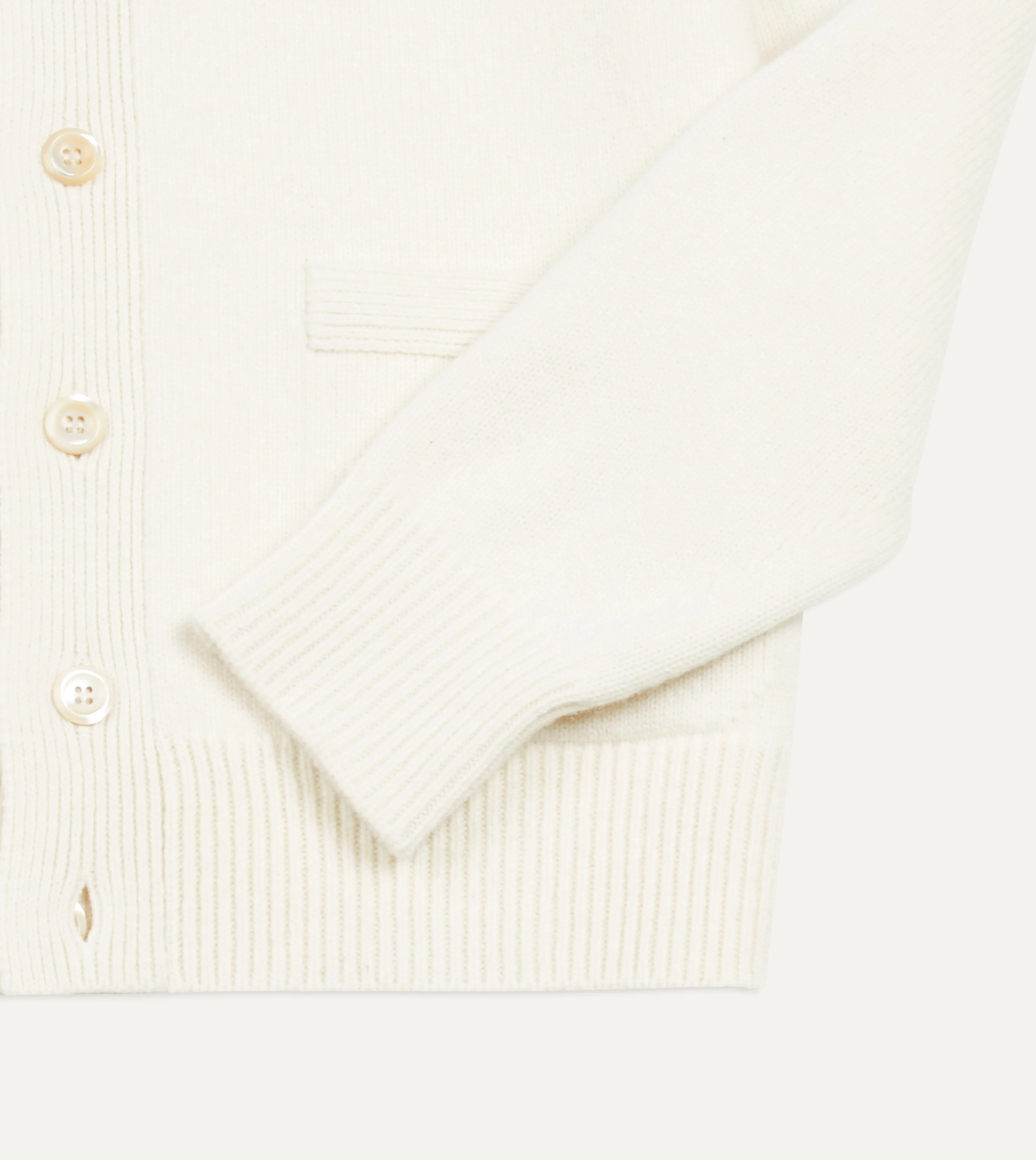 Ecru Lambswool 6 Button Cardigan - Image 6