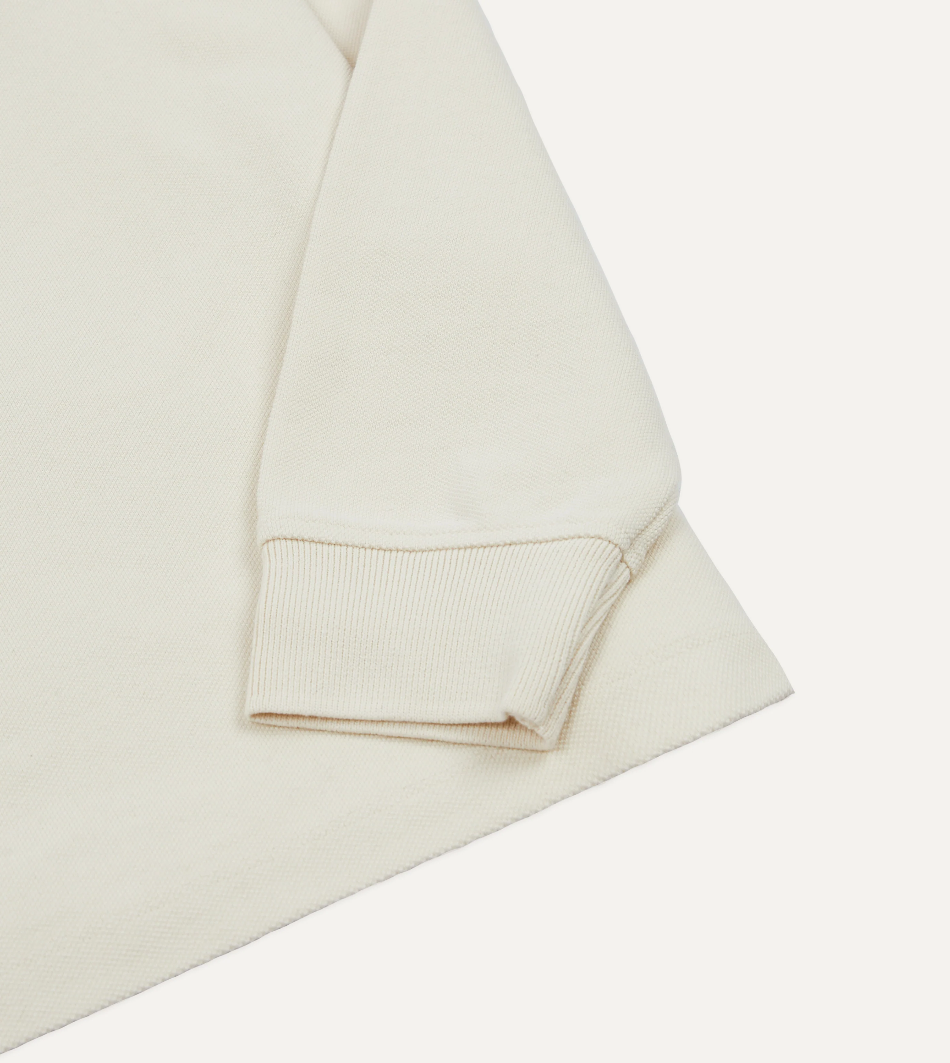 Ecru Pique Cotton Long-Sleeve Polo Shirt - Image 4