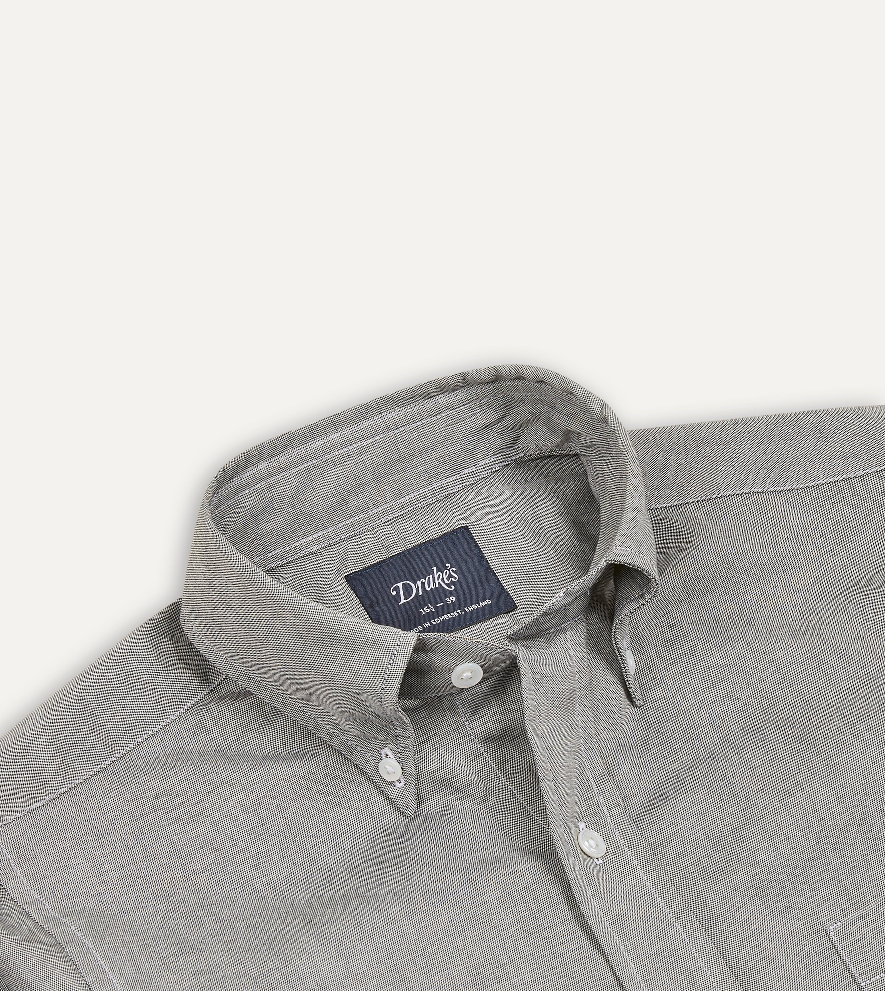 Grey Pinpoint Oxford Cotton Cloth Button-Down Shirt - Image 3