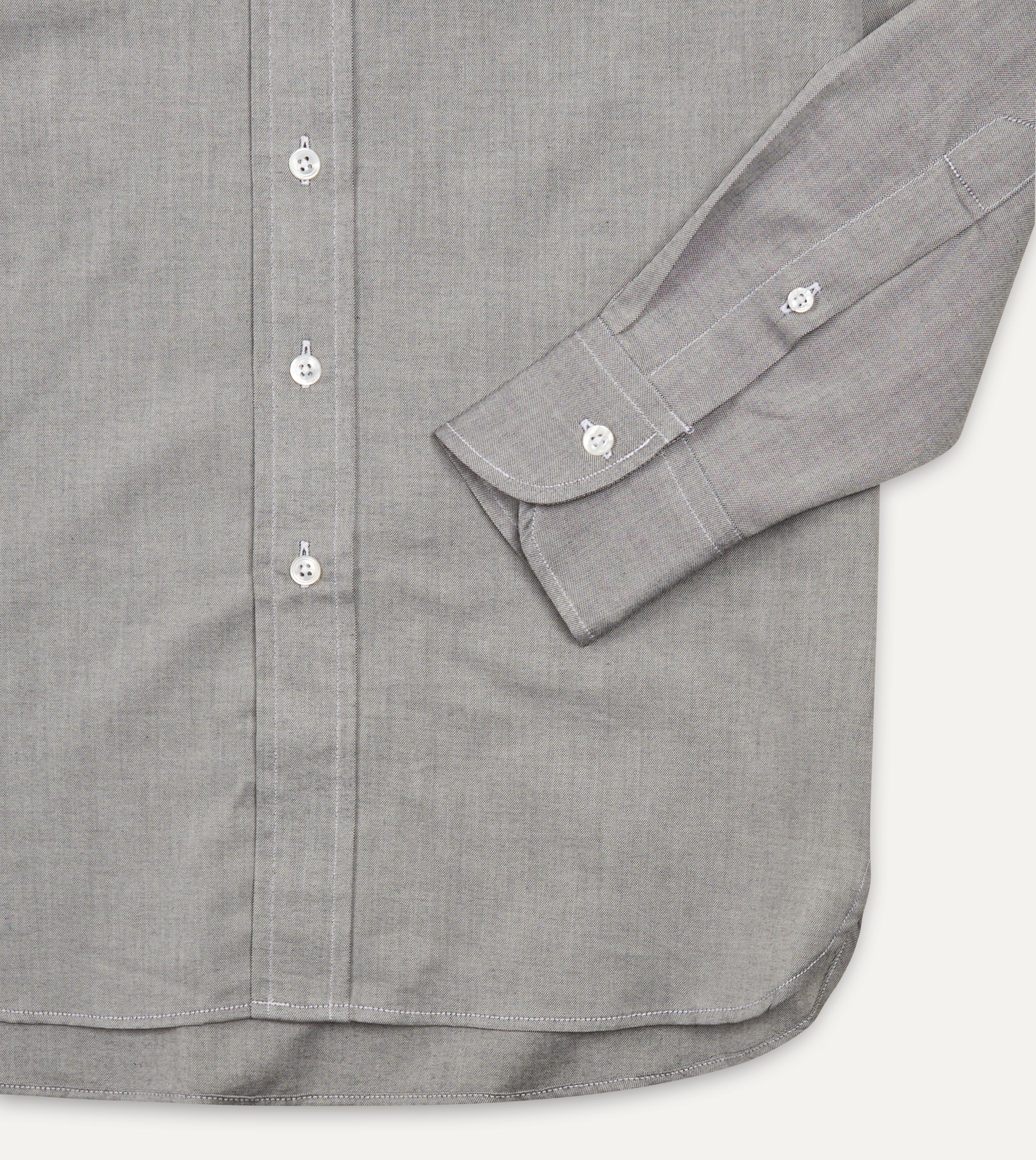 Grey Pinpoint Oxford Cotton Cloth Button-Down Shirt - Image 5