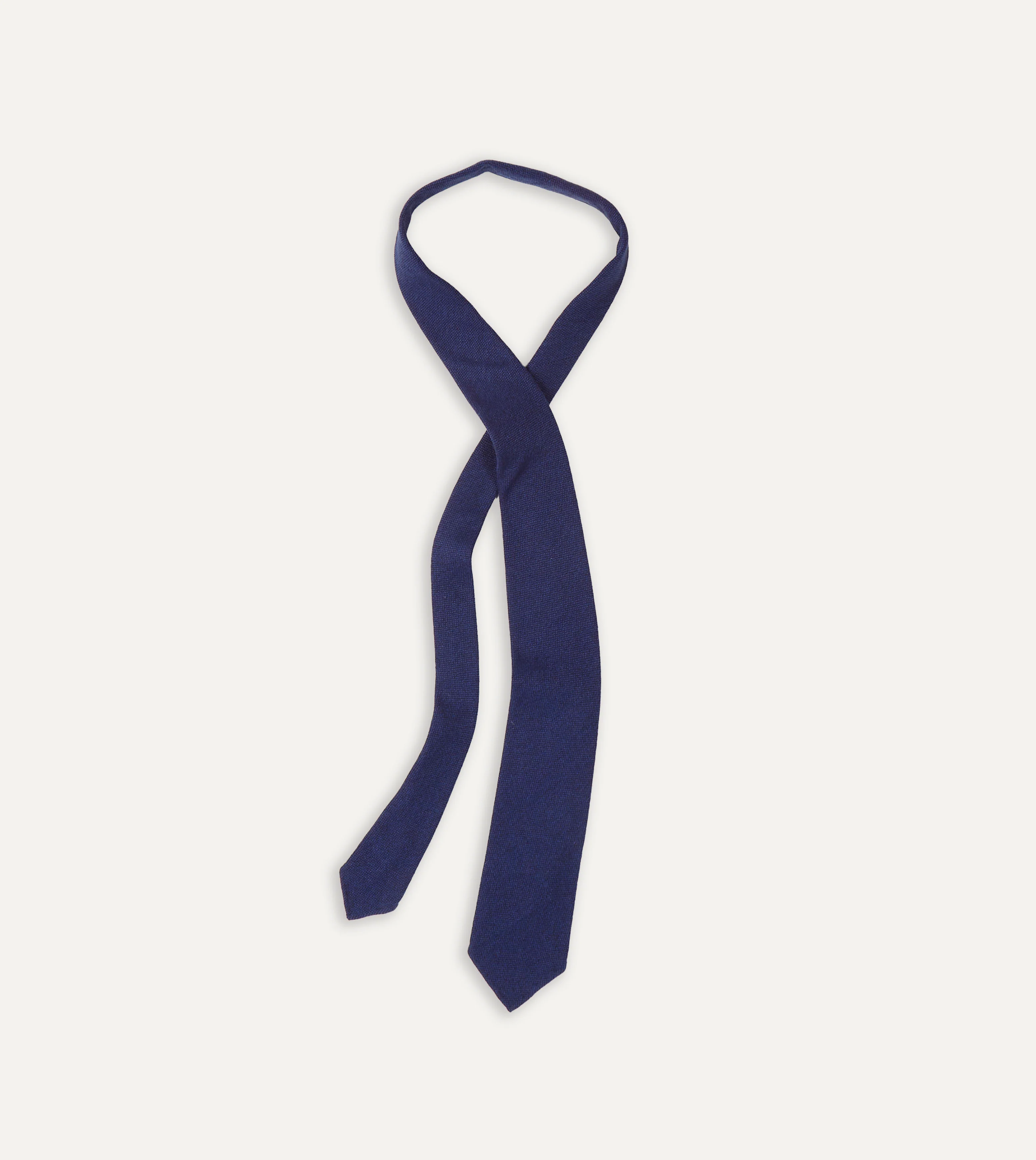 Light Navy Pure Cashmere Solid Hand Rolled Tie - Image 4