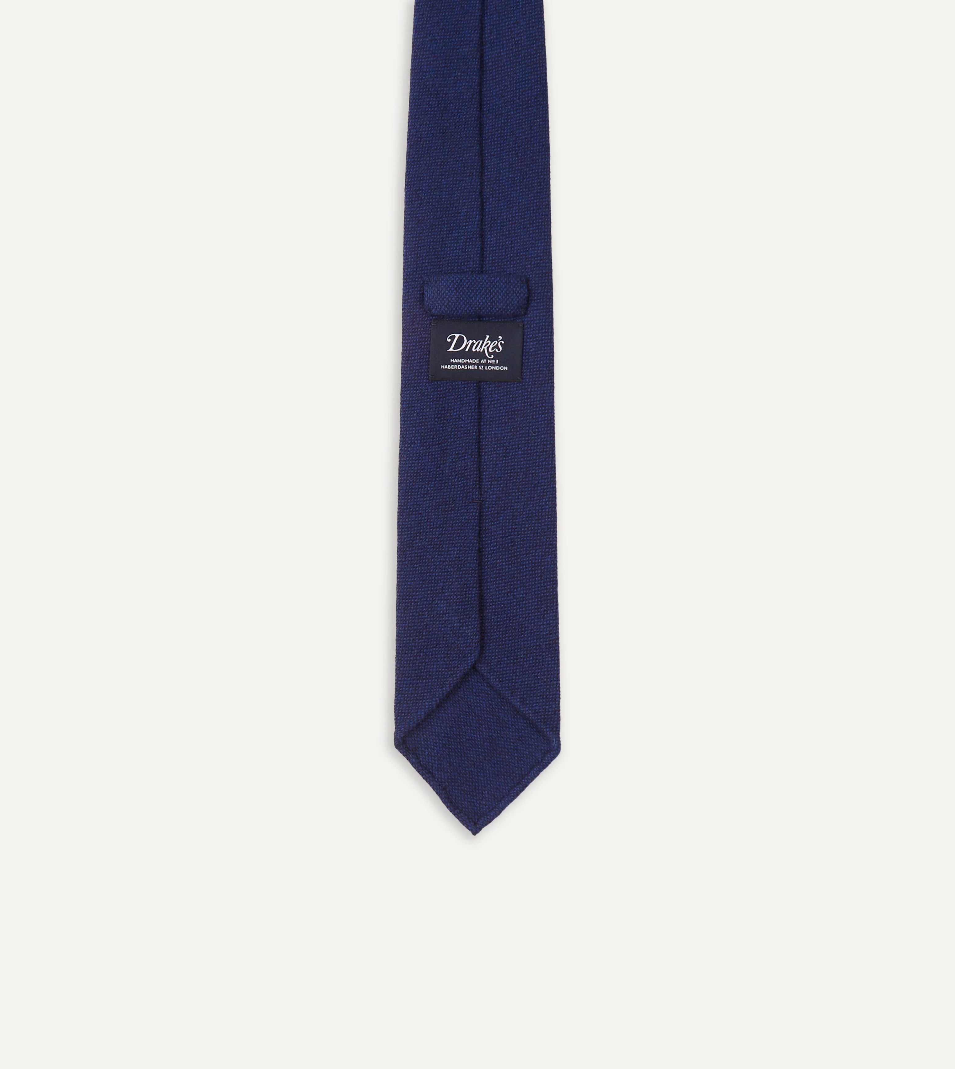 Light Navy Pure Cashmere Solid Hand Rolled Tie - Image 5