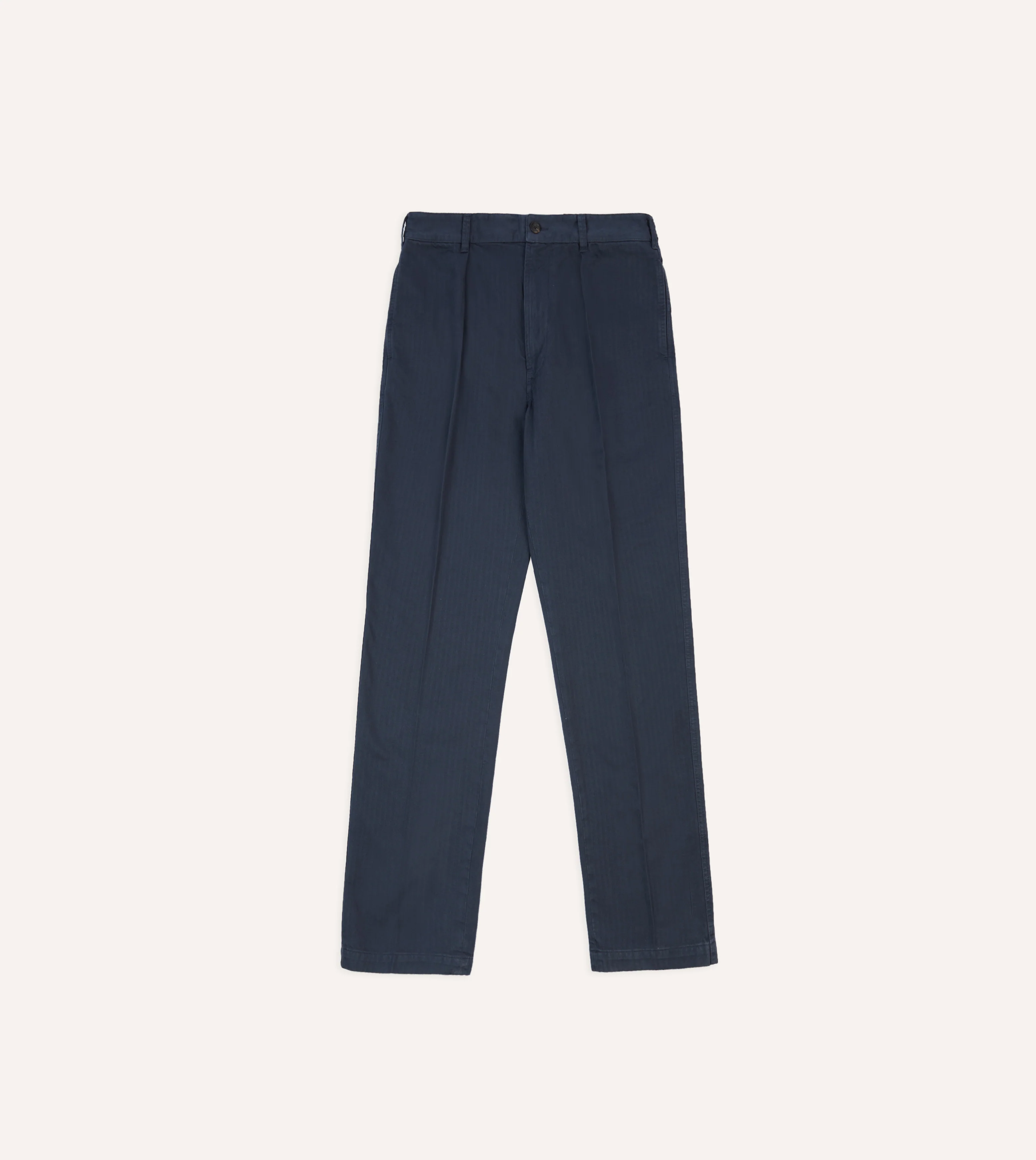 Navy Herringbone Cotton Games Trousers - Image 3