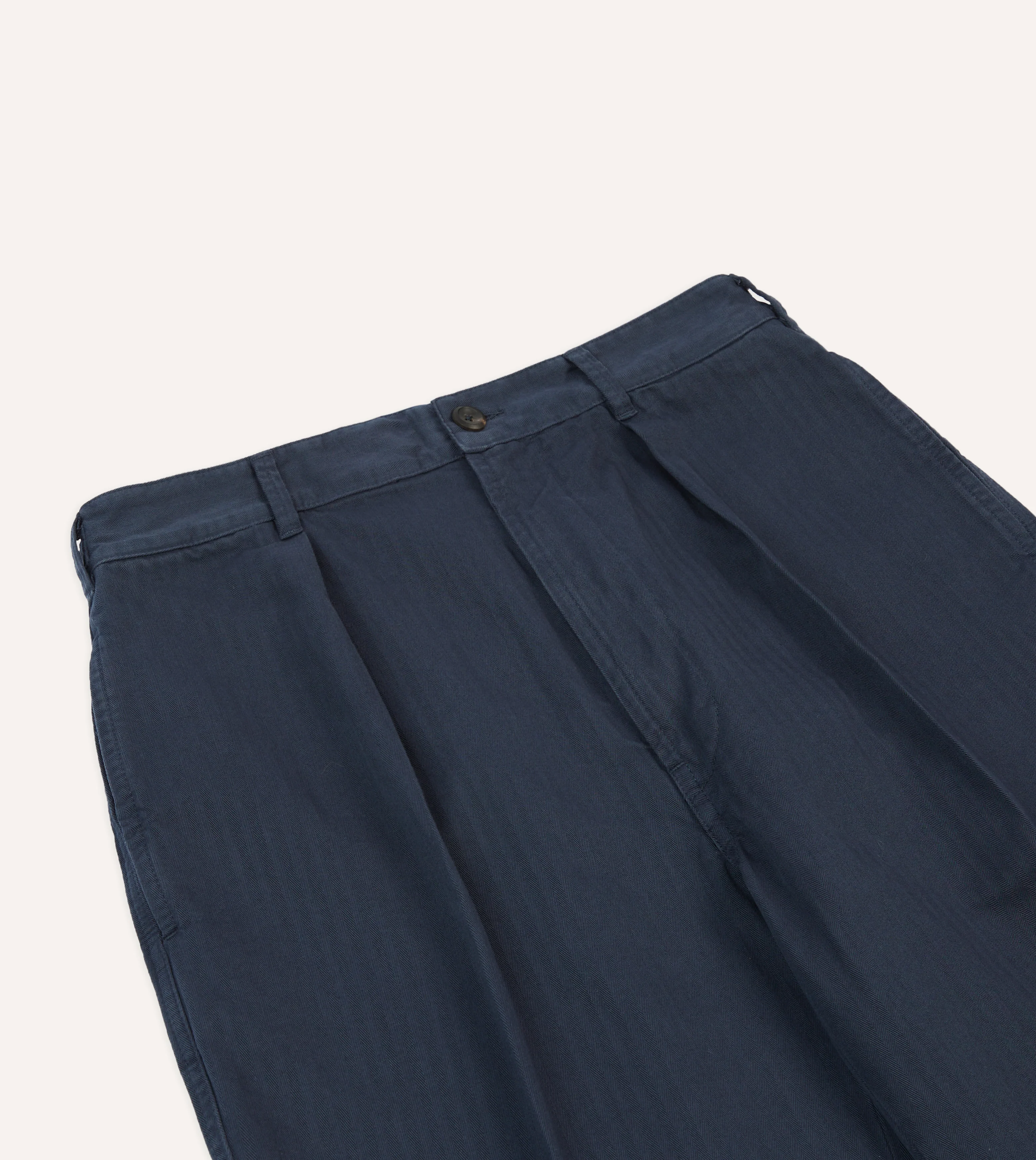 Navy Herringbone Cotton Games Trousers - Image 4