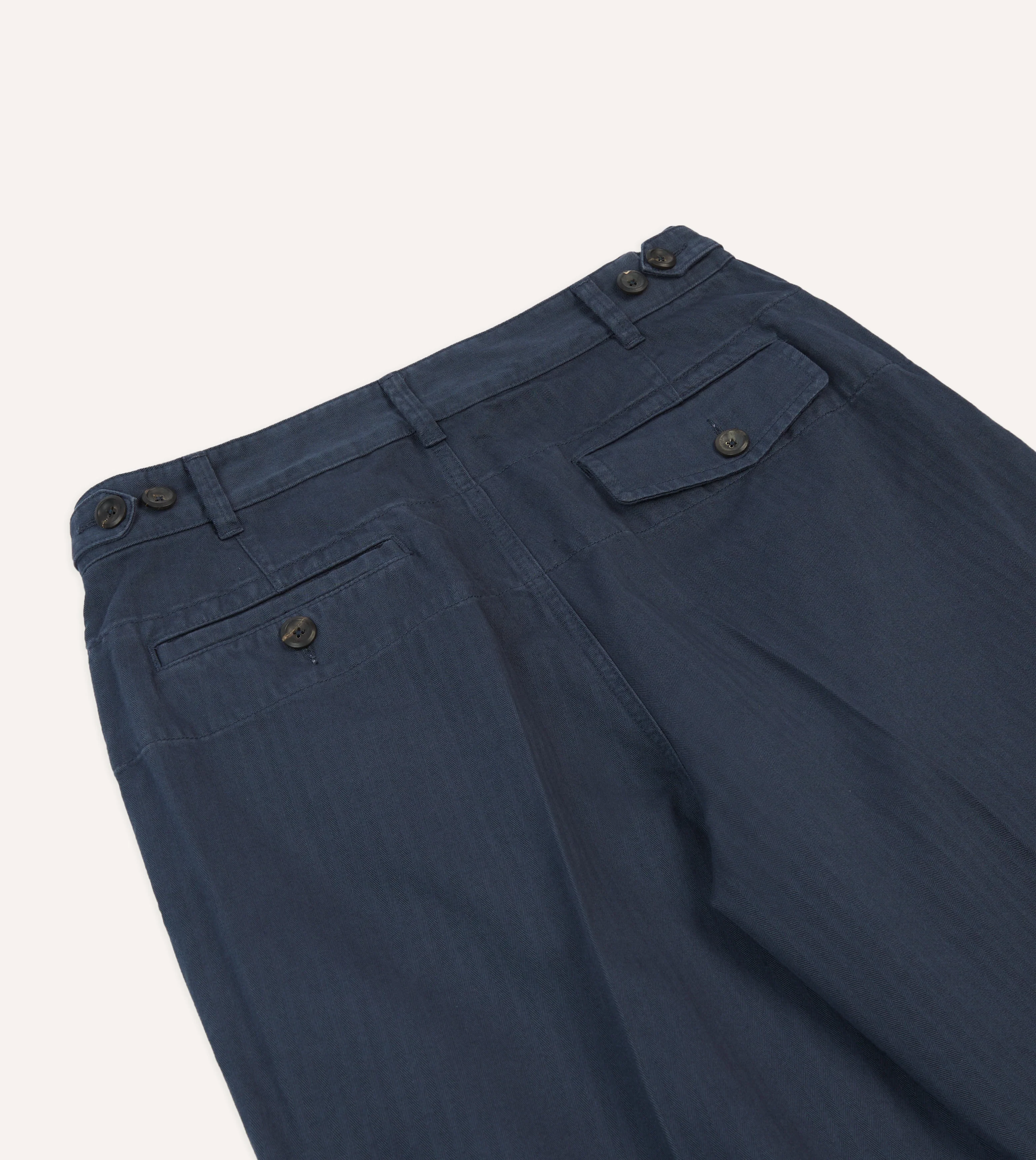Navy Herringbone Cotton Games Trousers - Image 5