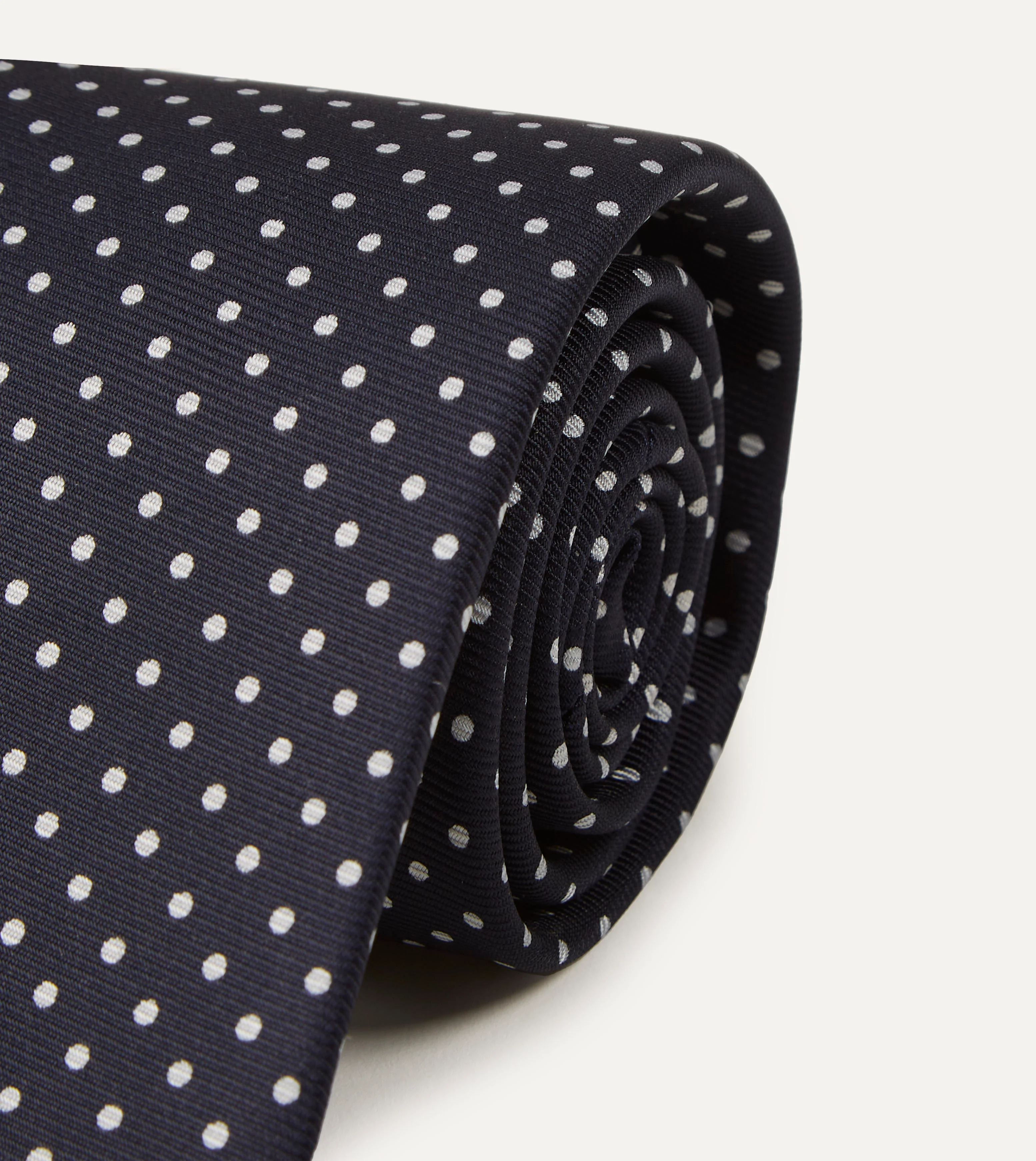 Navy Small Dot Silk Tipped Tie - Image 3