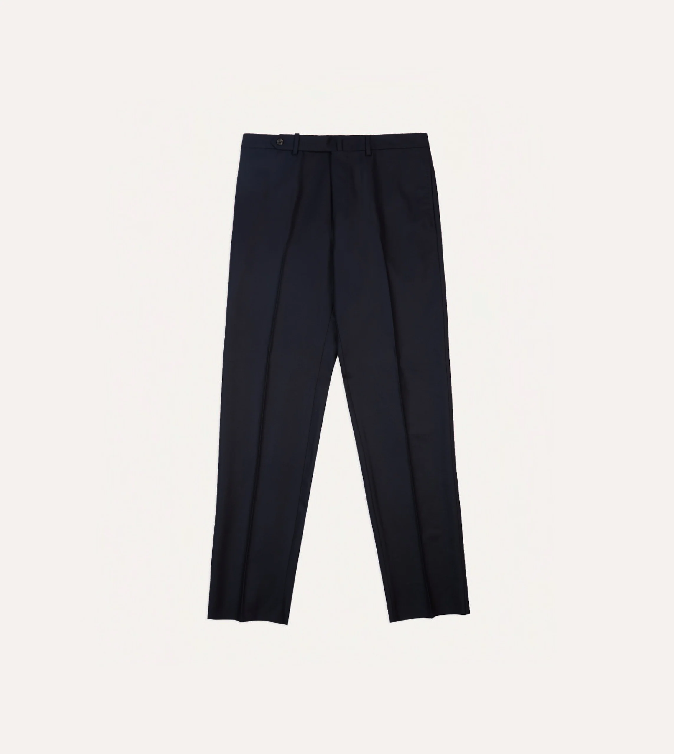 Navy Wool Flannel Flat Front Trousers - Image 3