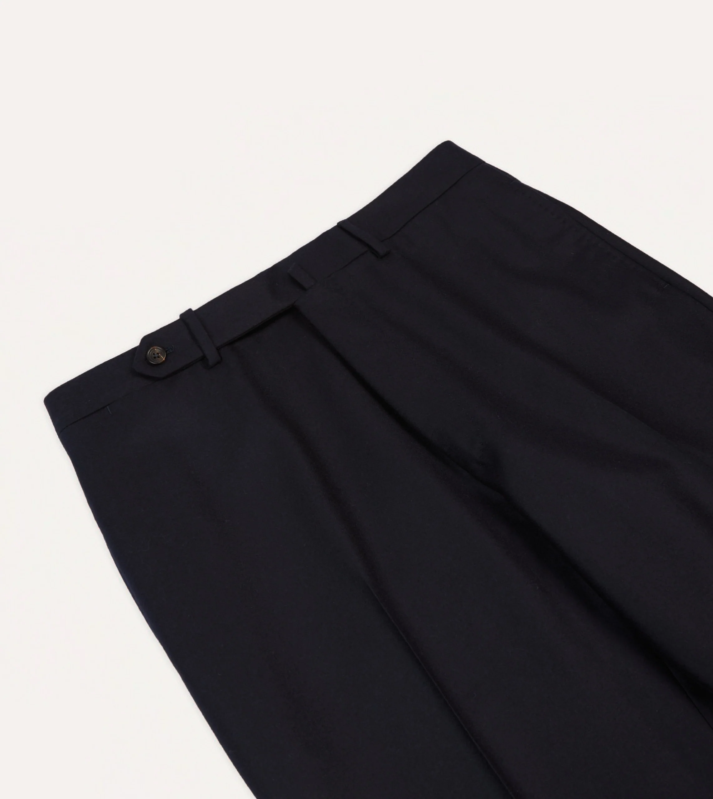 Navy Wool Flannel Flat Front Trousers - Image 4