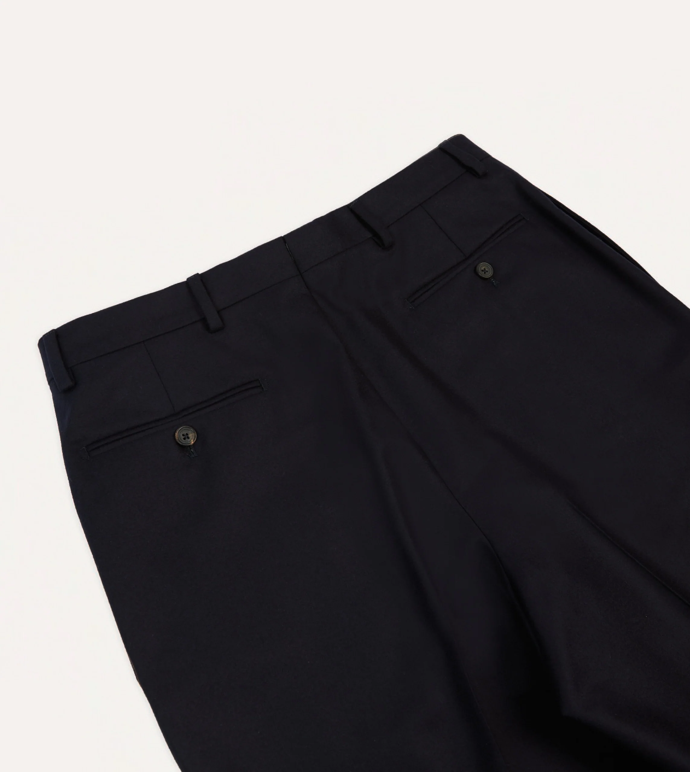 Navy Wool Flannel Flat Front Trousers - Image 5