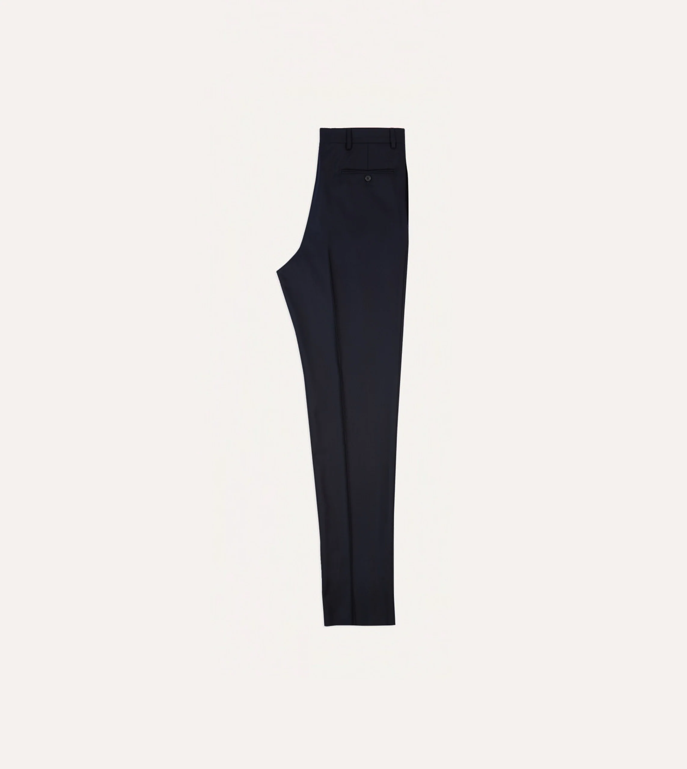 Navy Wool Flannel Flat Front Trousers - Image 6