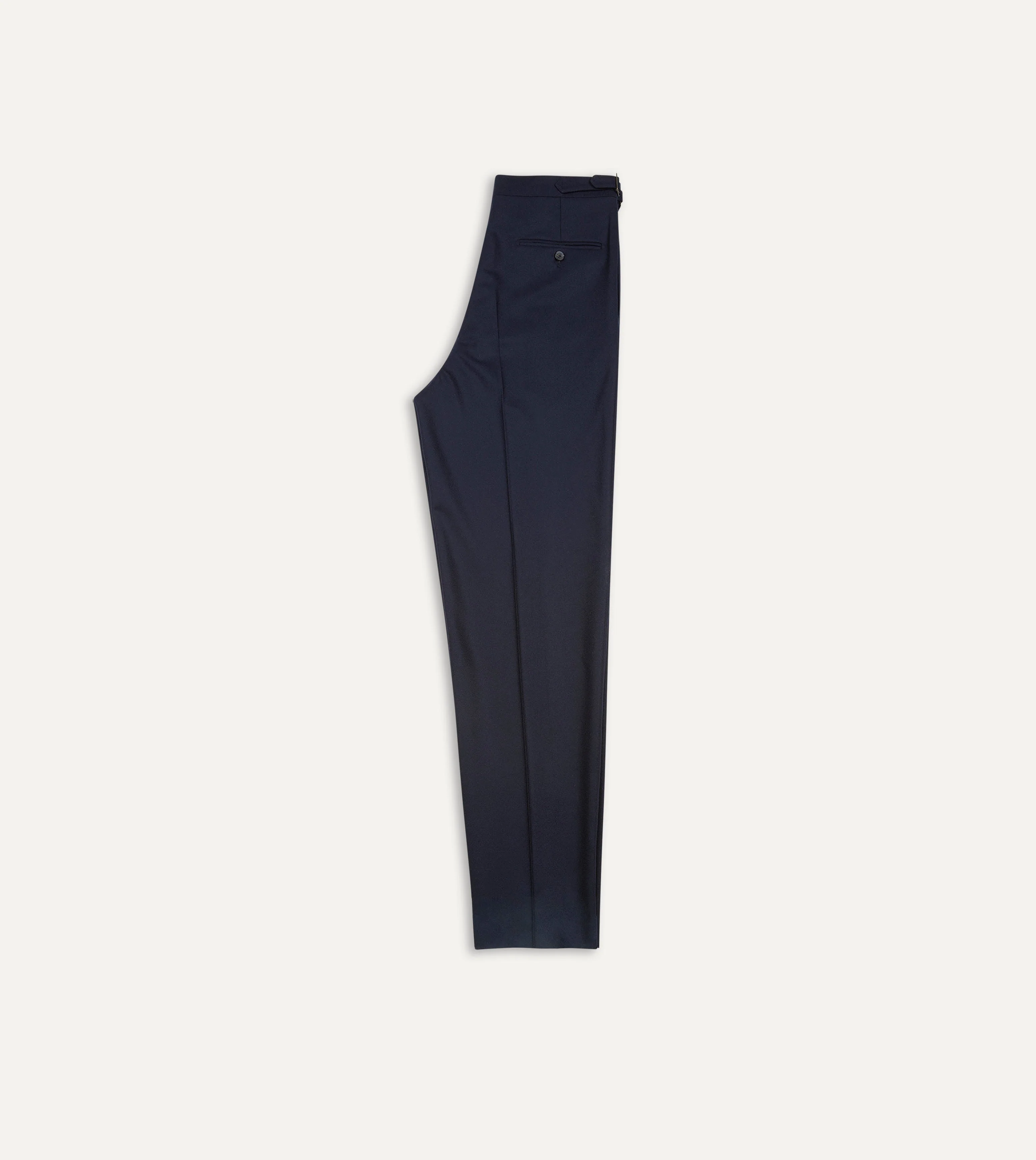 Navy Wool Flannel Single Pleat Trouser - Image 5