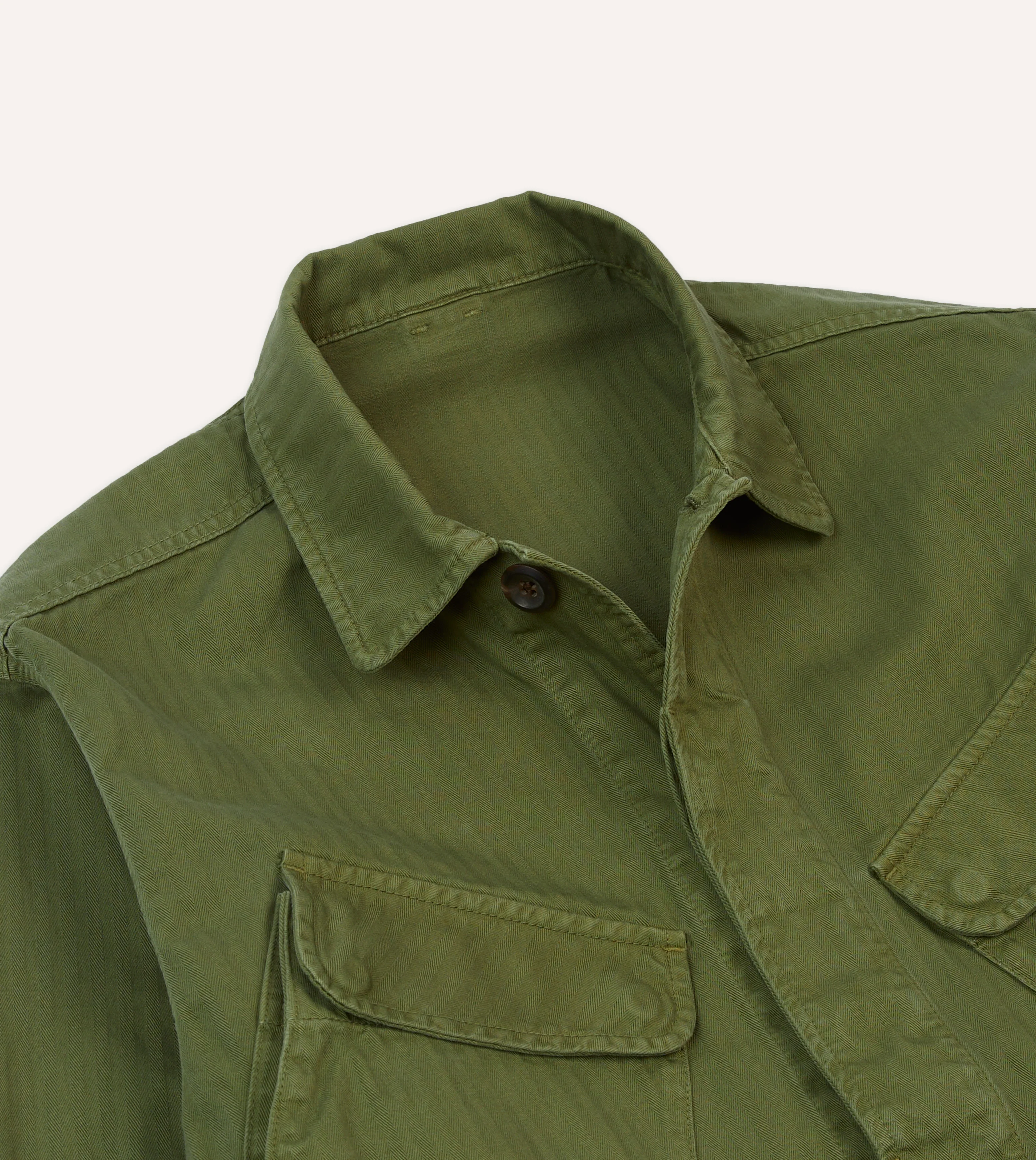 Olive Herringbone Cotton Jungle Jacket - Image 4