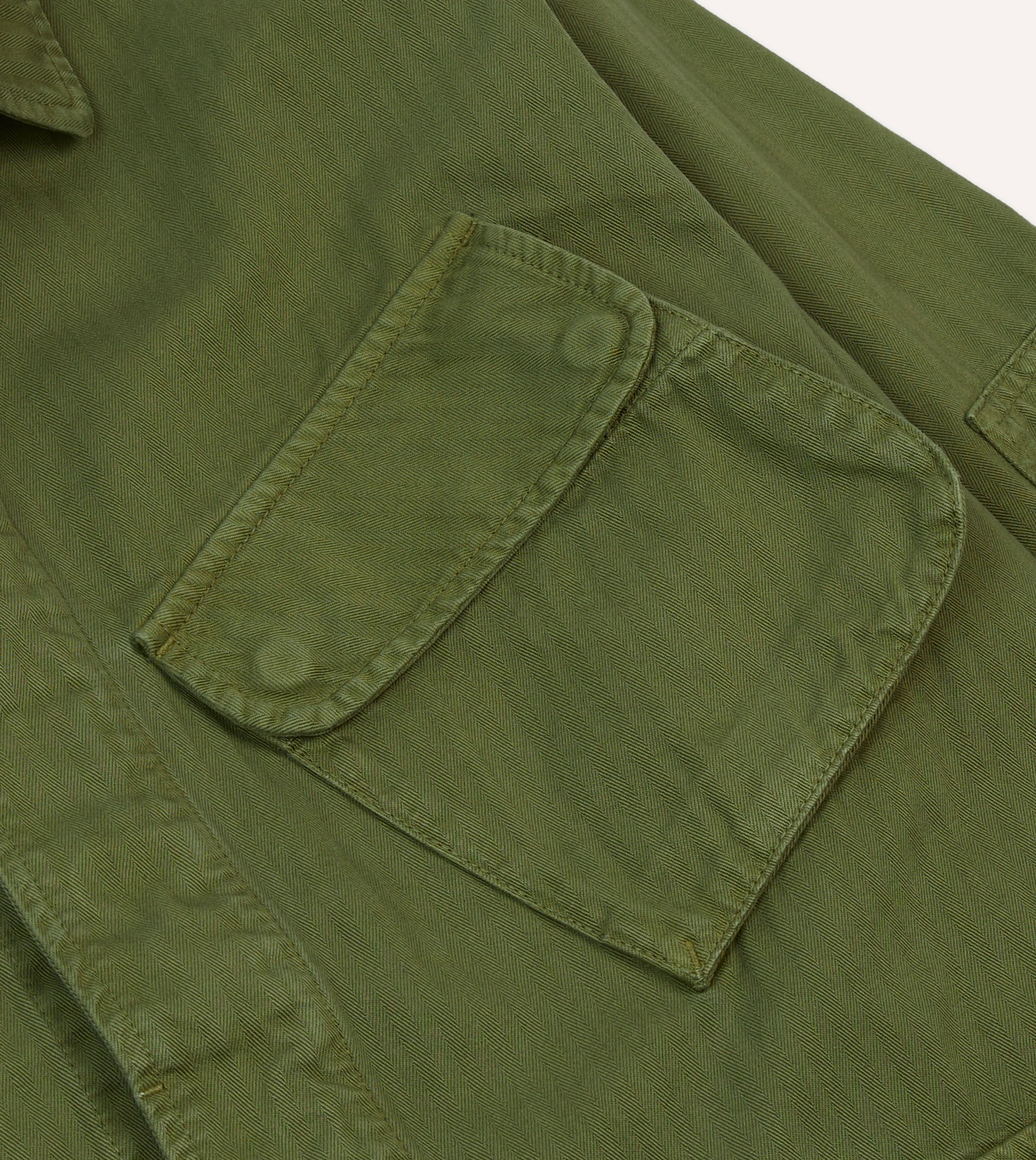 Olive Herringbone Cotton Jungle Jacket - Image 5