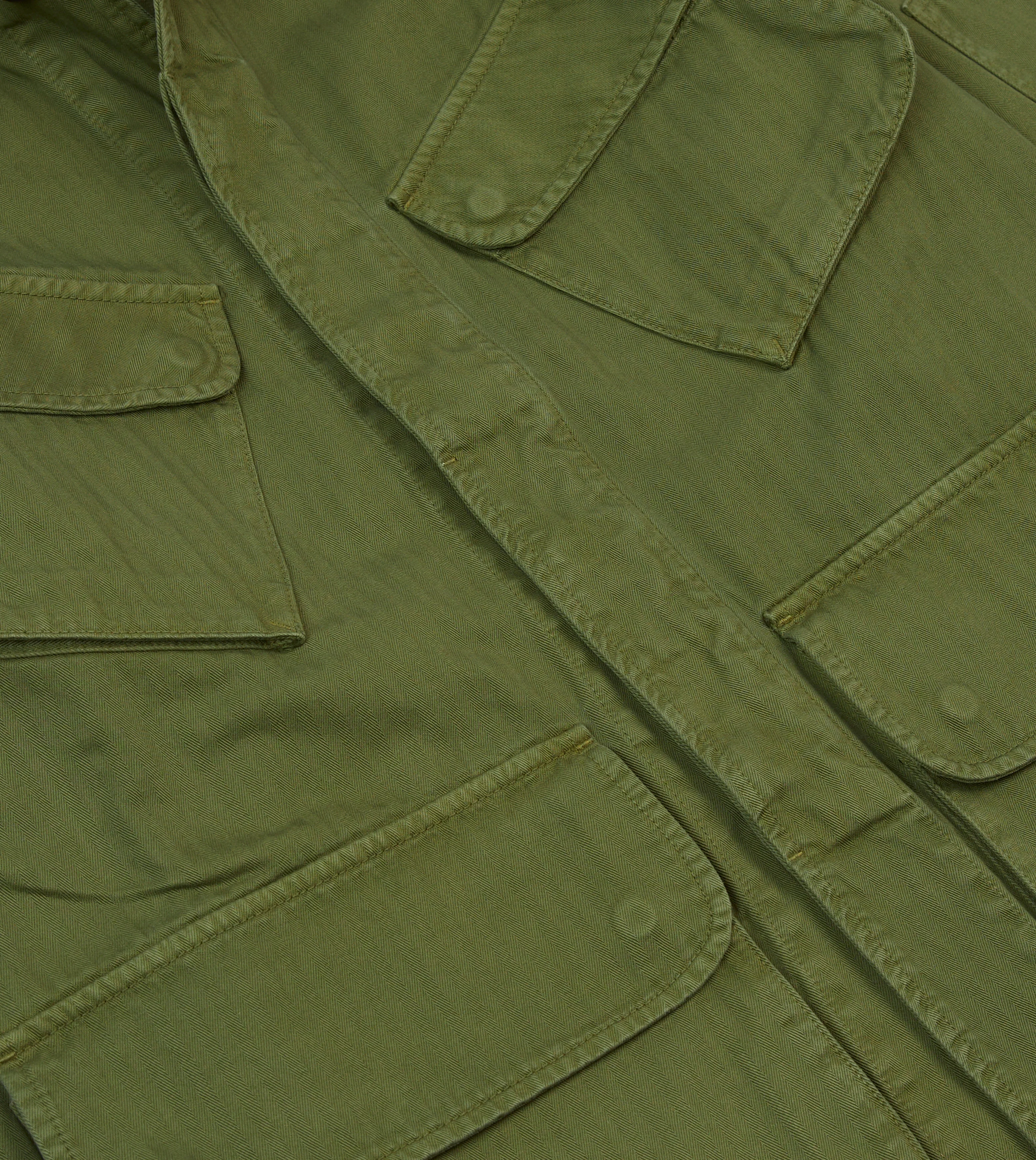 Olive Herringbone Cotton Jungle Jacket - Image 7