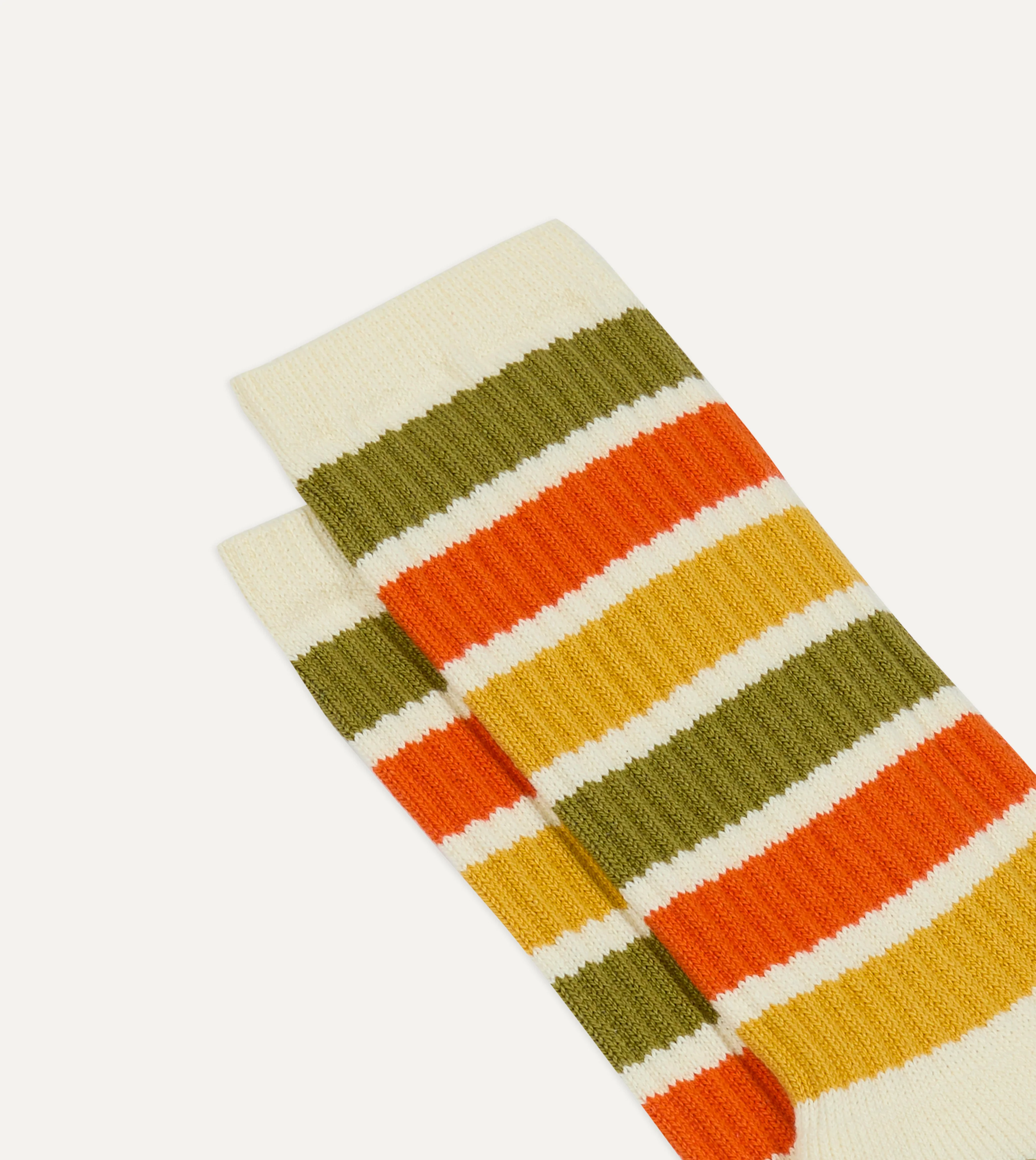 Olive, Yellow and Orange Striped Sport Socks - Image 3