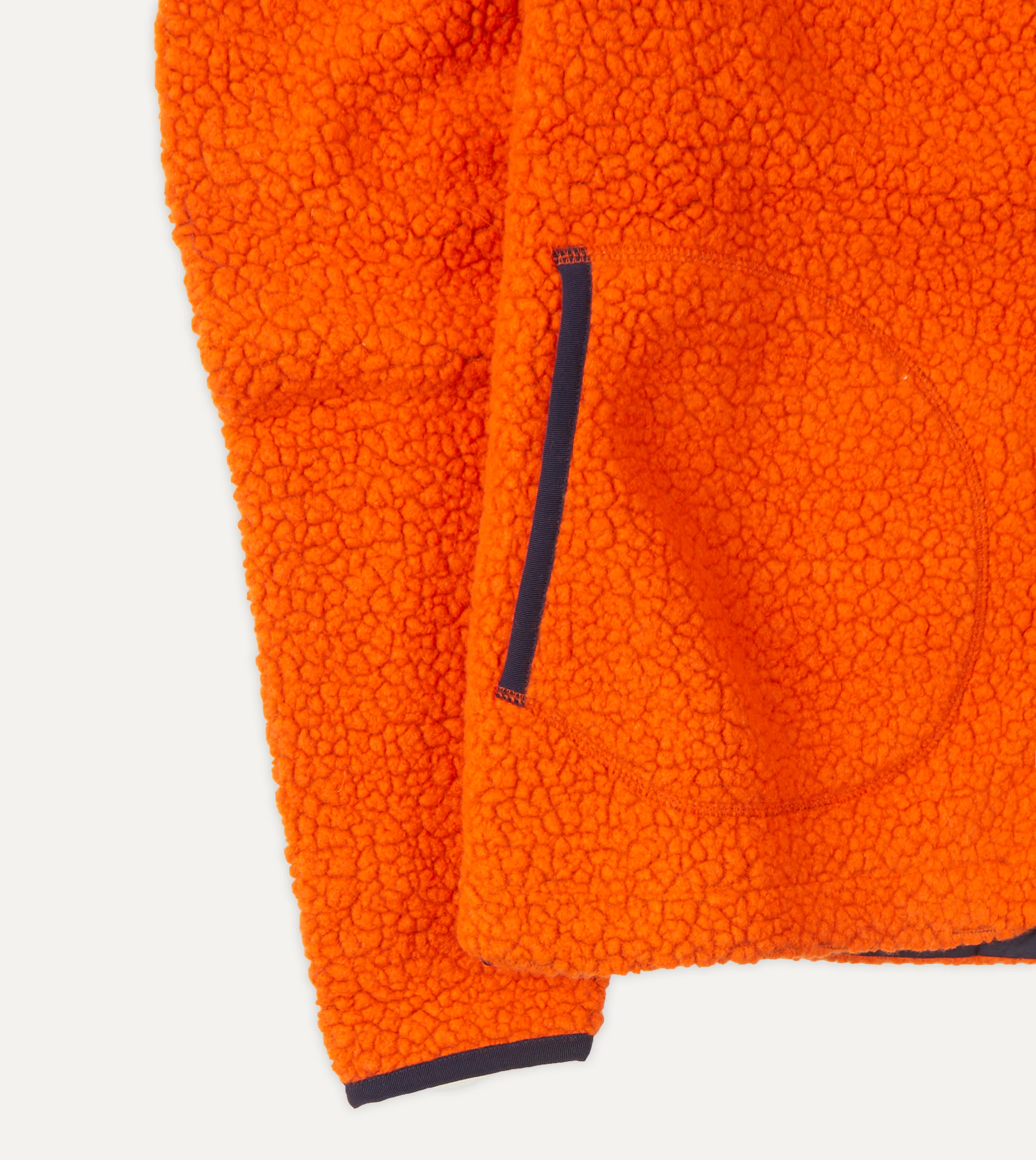 Orange Boucle Wool Zip Fleece Jacket - Image 4