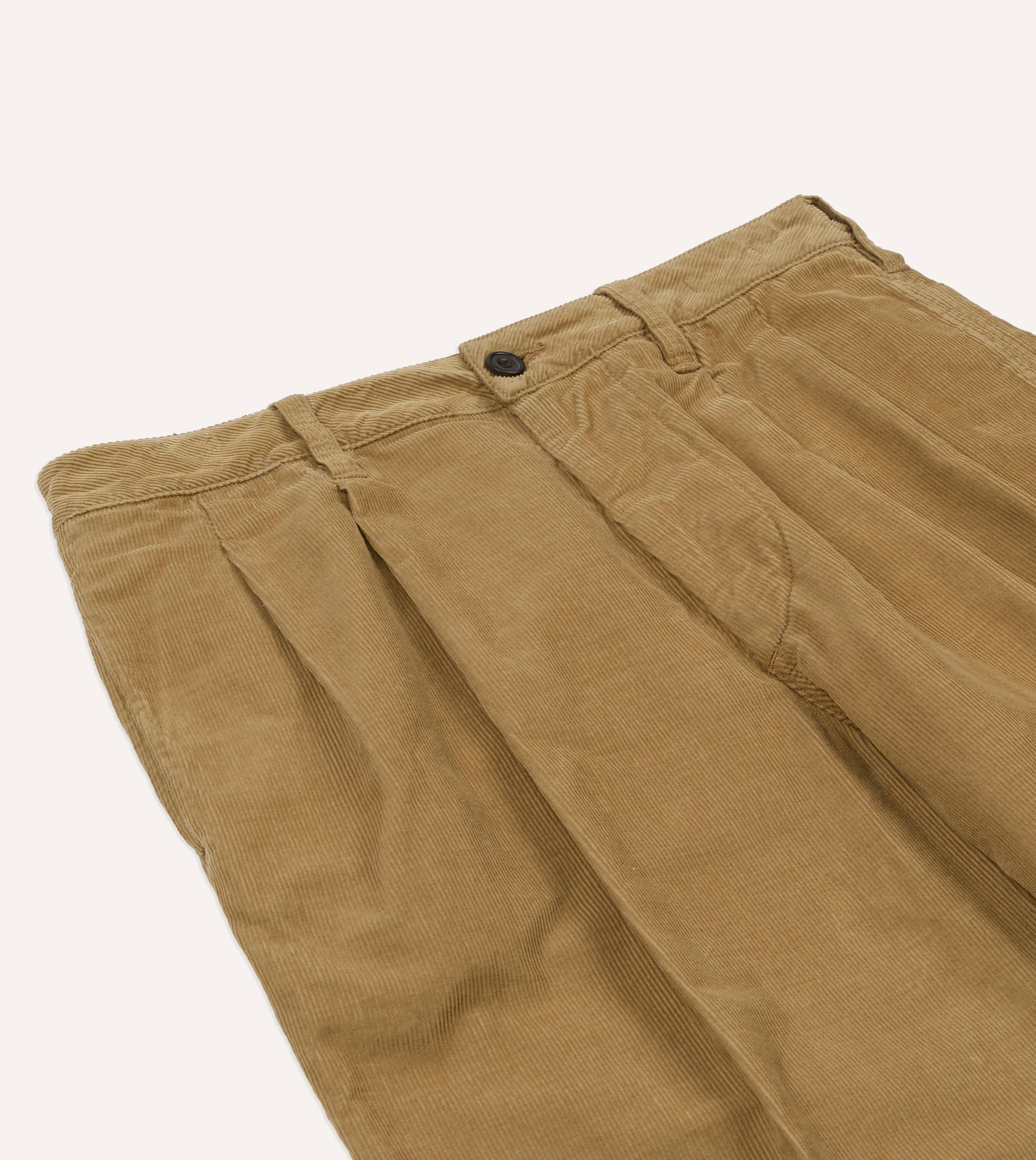 Sand Cotton Corduroy Wide Leg Double Pleat Chino - Image 4