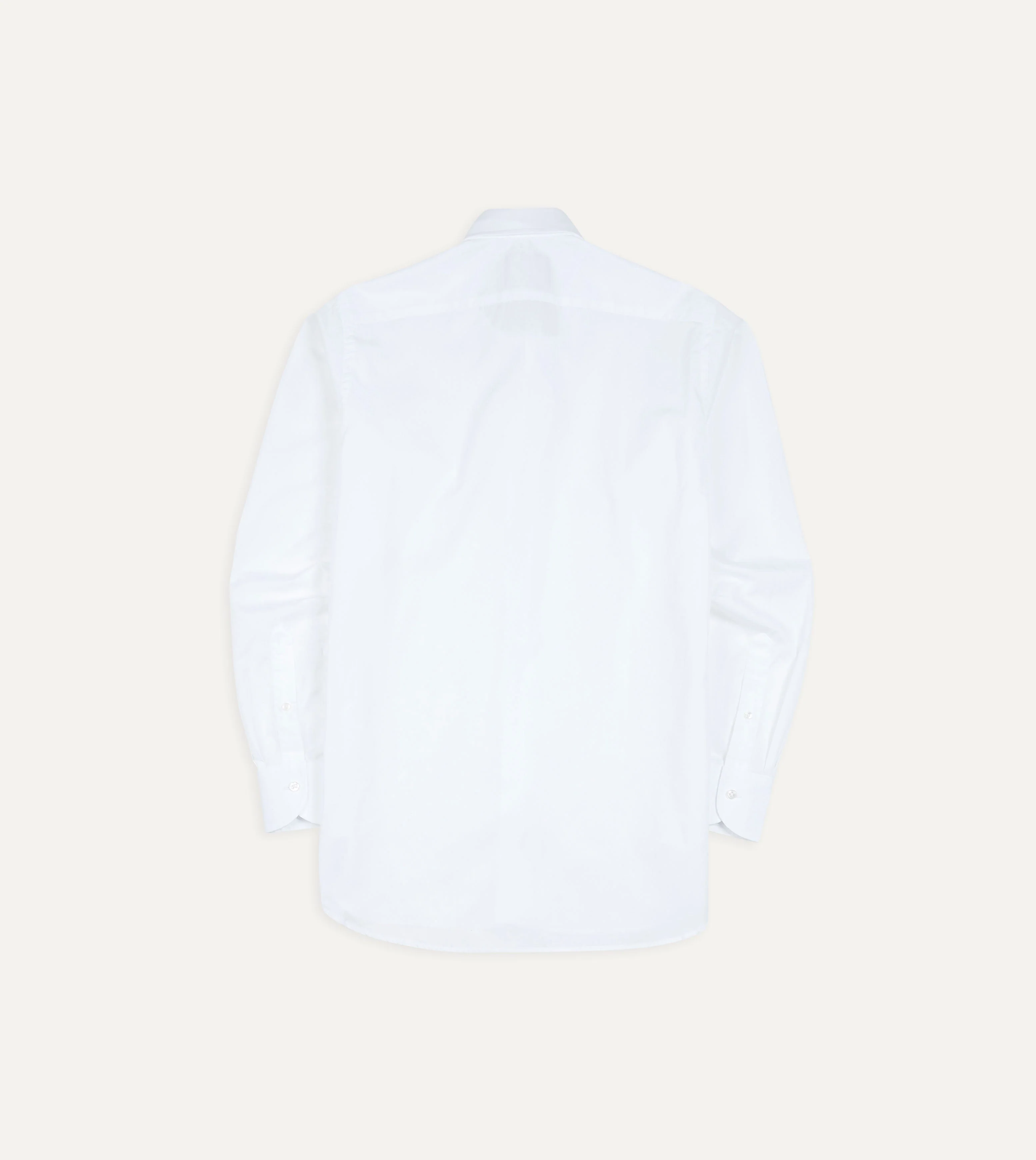 White Cotton Spread Collar Poplin Shirt - Image 3