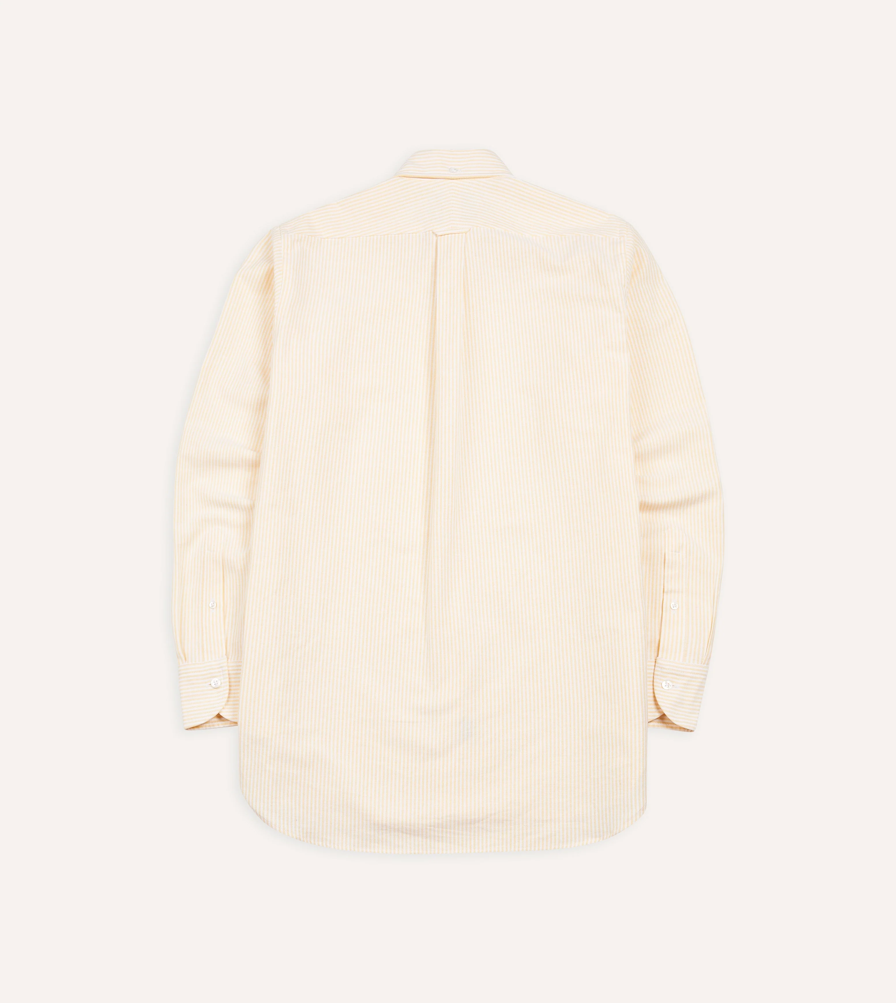 Yellow Ticking Stripe Cotton Oxford Cloth Button-Down Shirt - Image 5